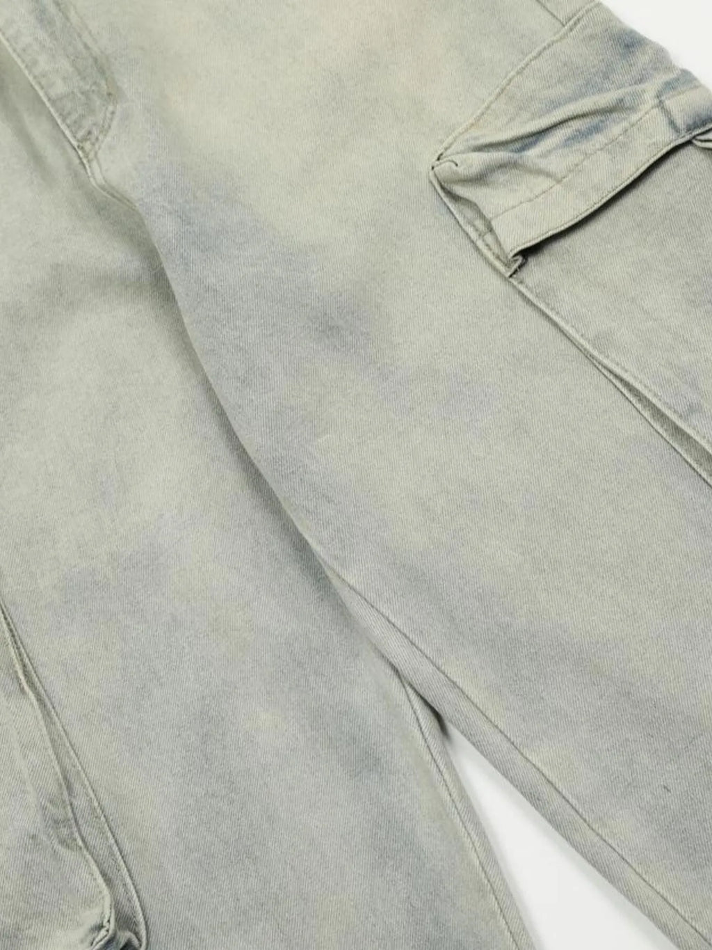 Men's Washed Multi-Pocket Straight Cargo Jeans