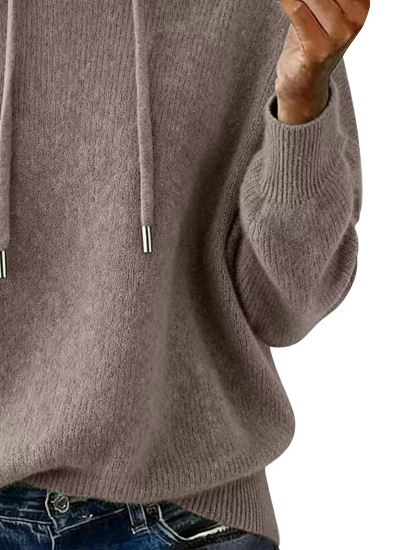 Drawstring Long Sleeve Hooded Sweater