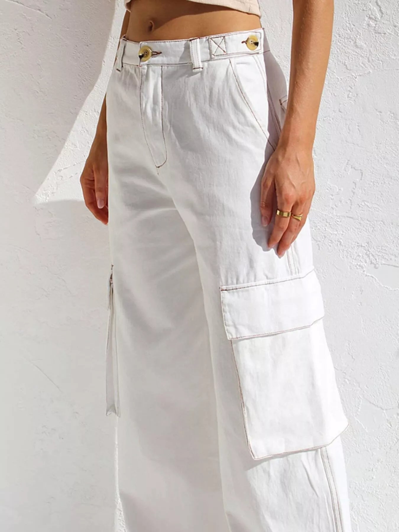 High-Waisted Wide Leg Cargo Jeans