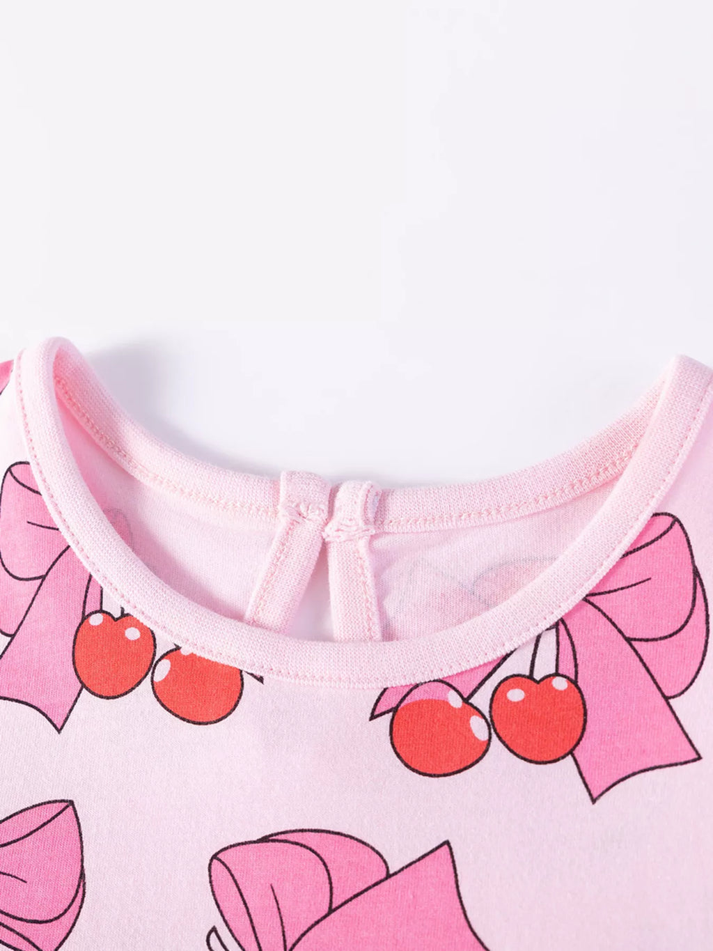 Children's Cherry Bowknot Print Ruffle Hem Dress