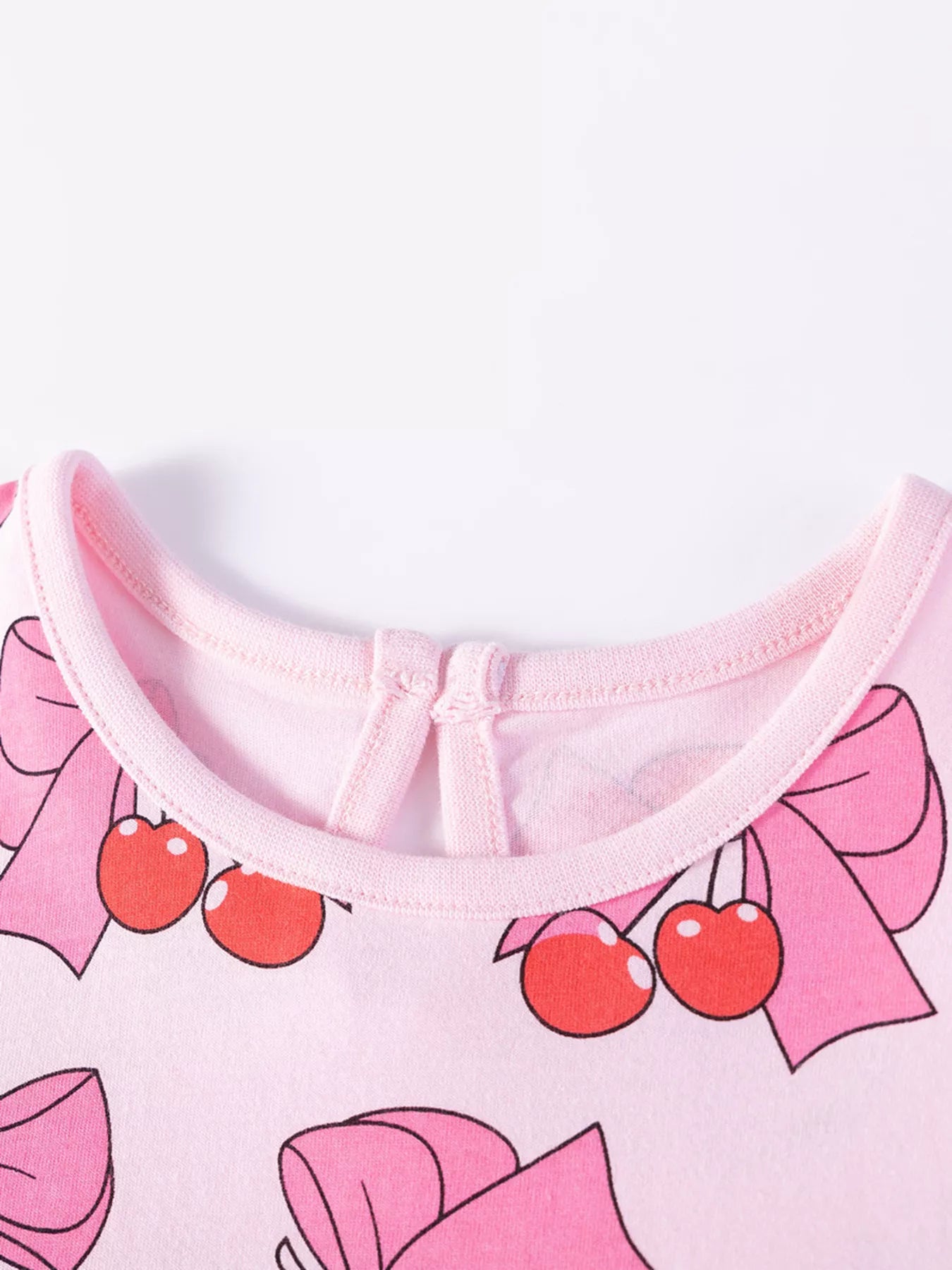 Children's Cherry Bowknot Print Ruffle Hem Dress