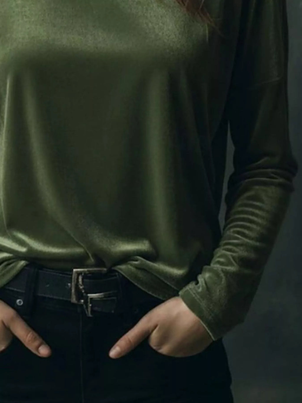 Full Size Velvet Long Sleeve T-Shirt Plus Size
