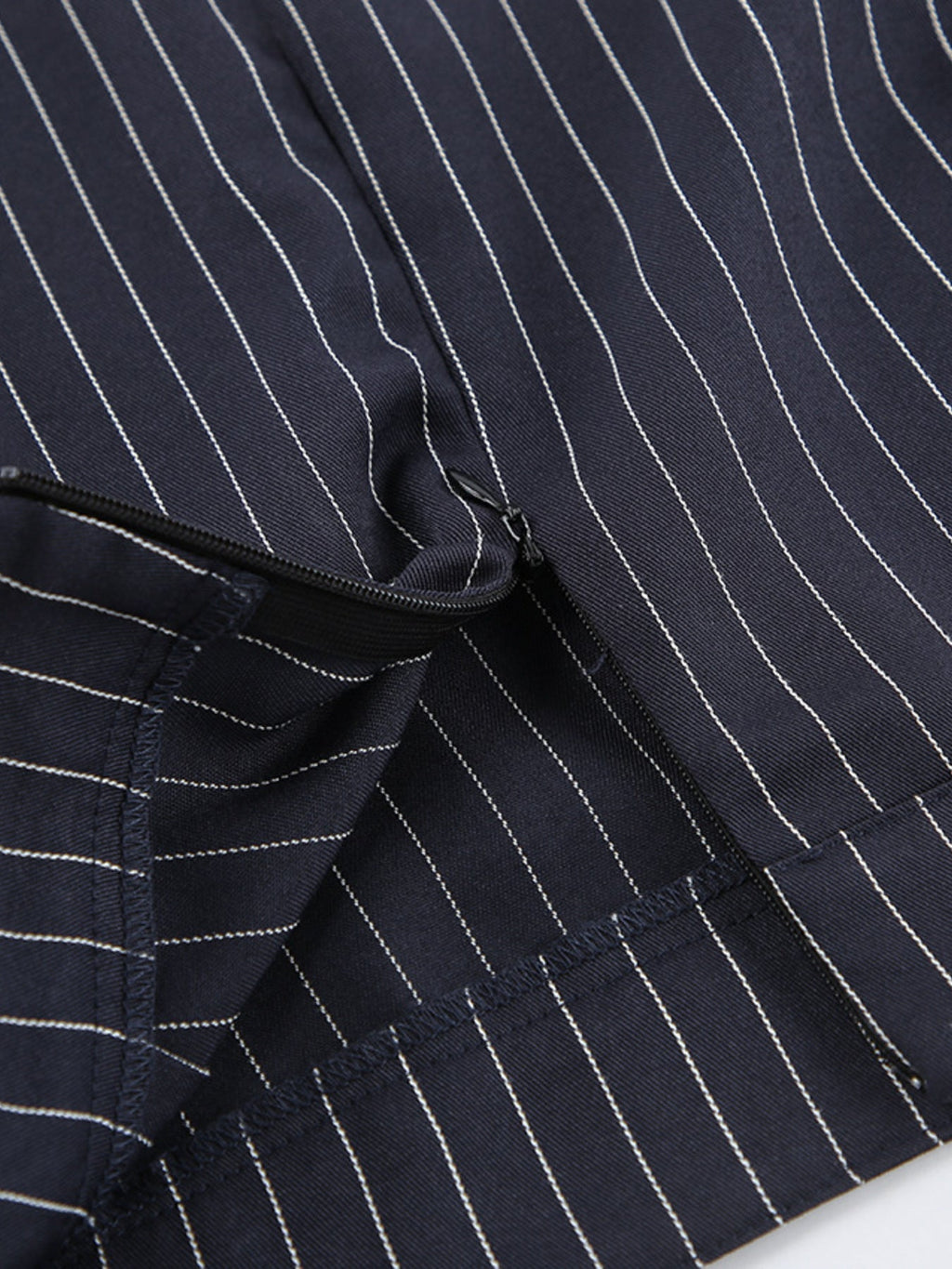 Striped Blazer & Mini Skirt Set with Neck Tie
