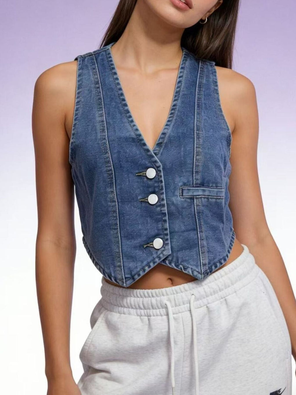 Button-Down Denim Vest