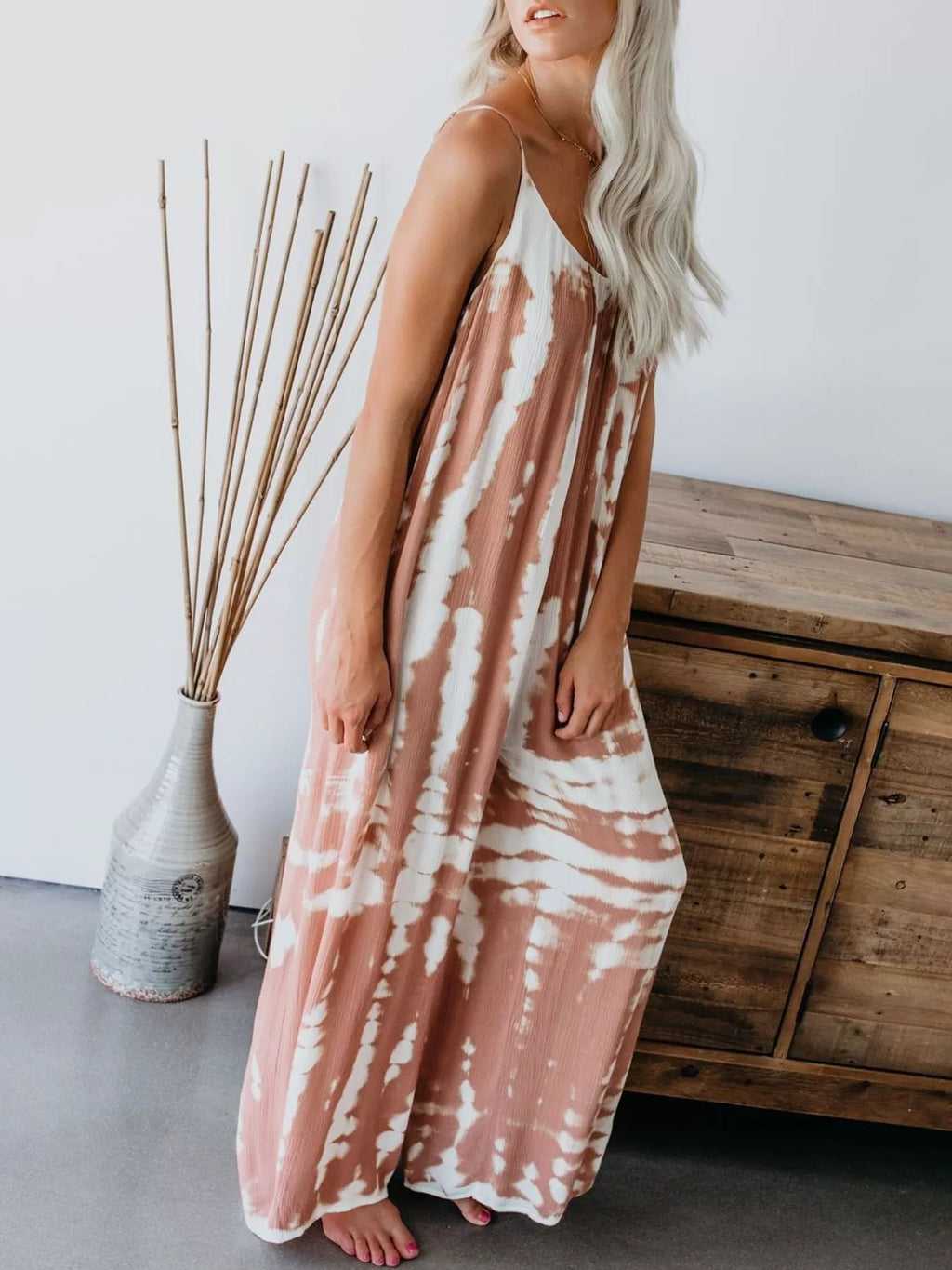 Full Size Tie-Dye Wide Leg Jumpsuit Plus Size