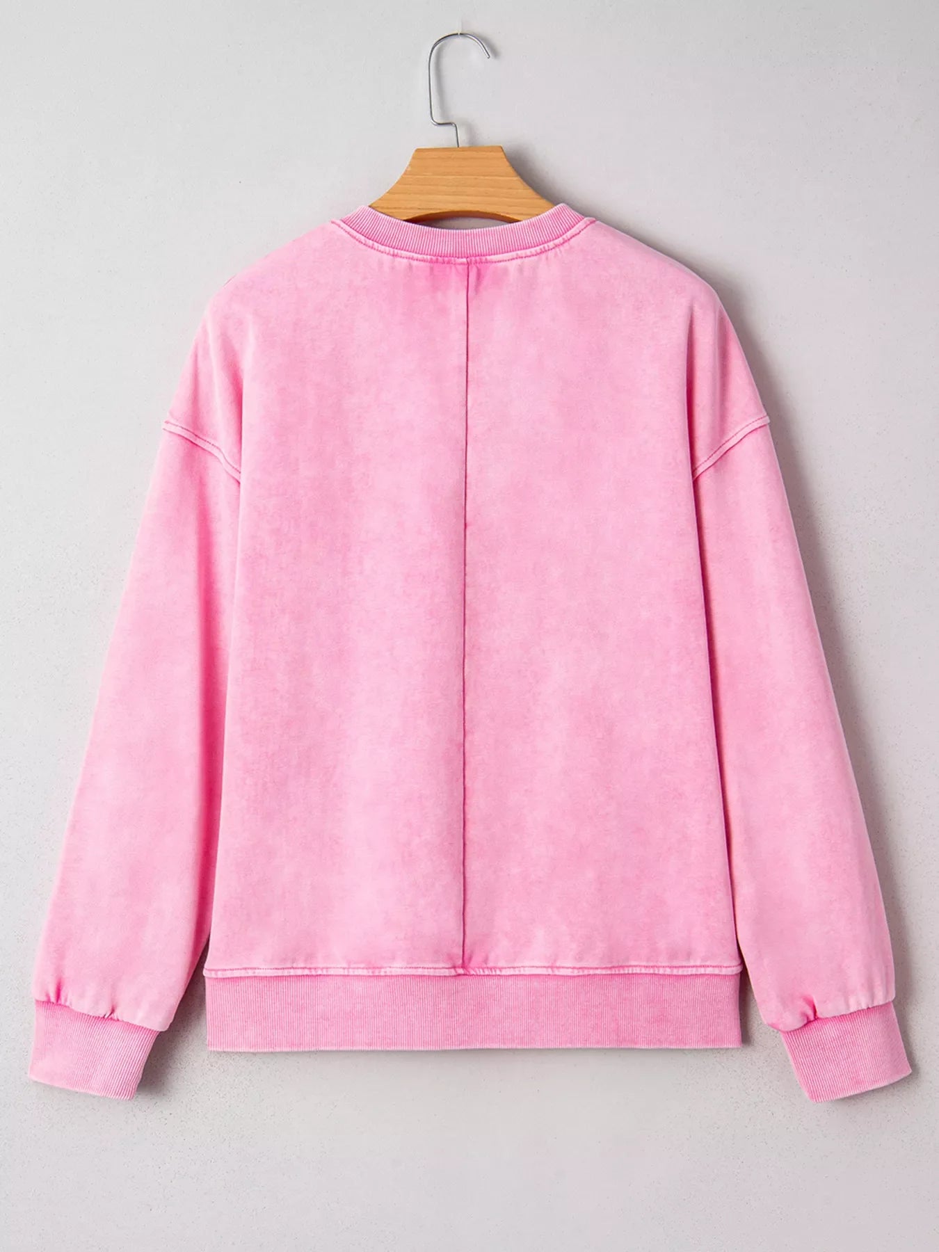 Mineral Wash Crossed Crew Neck Drop Shoulder Loose Sweatshirt