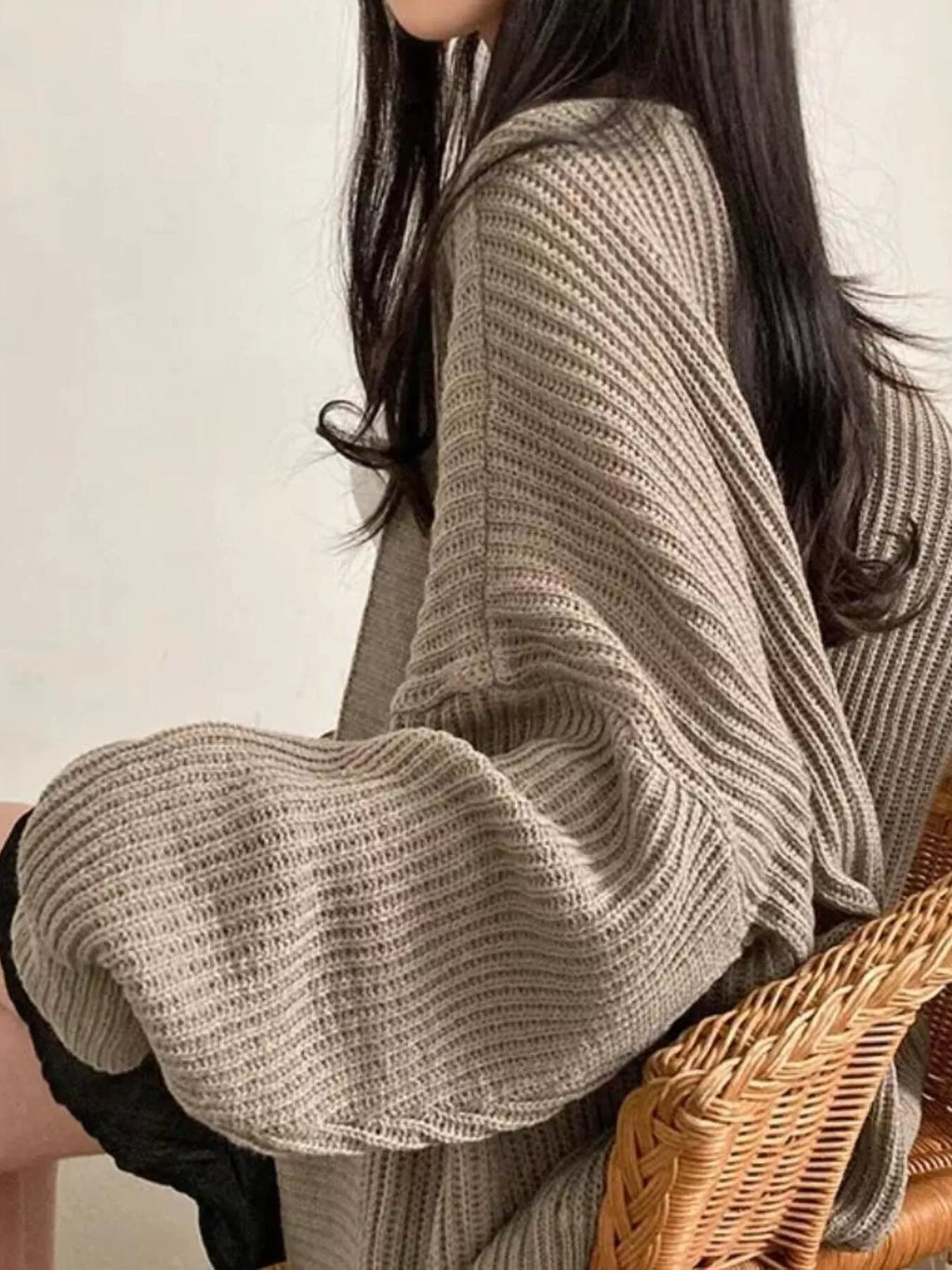 Open Front Oversized Knit Cardigan