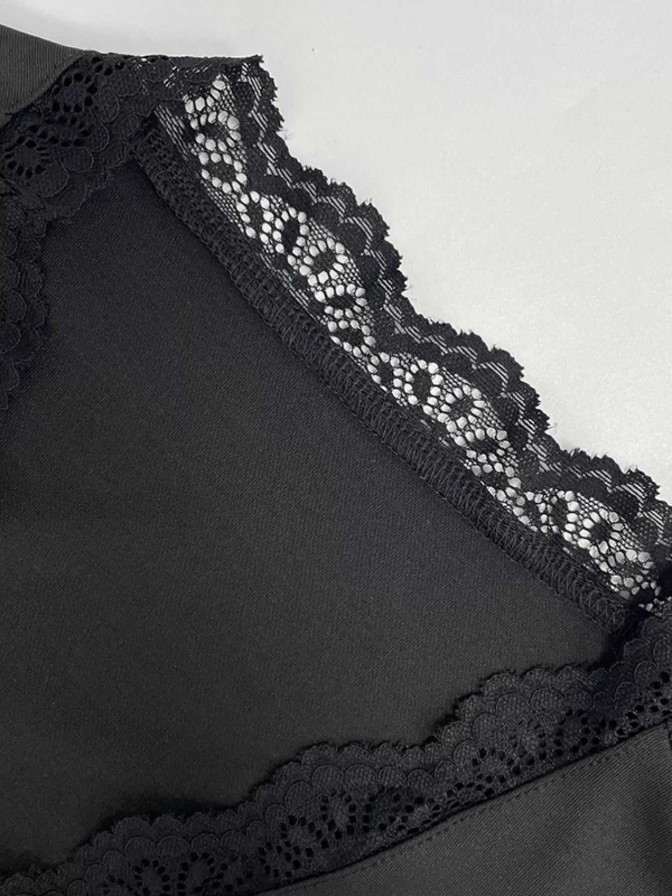 Lace Trim Bell Sleeve Tie Blouse