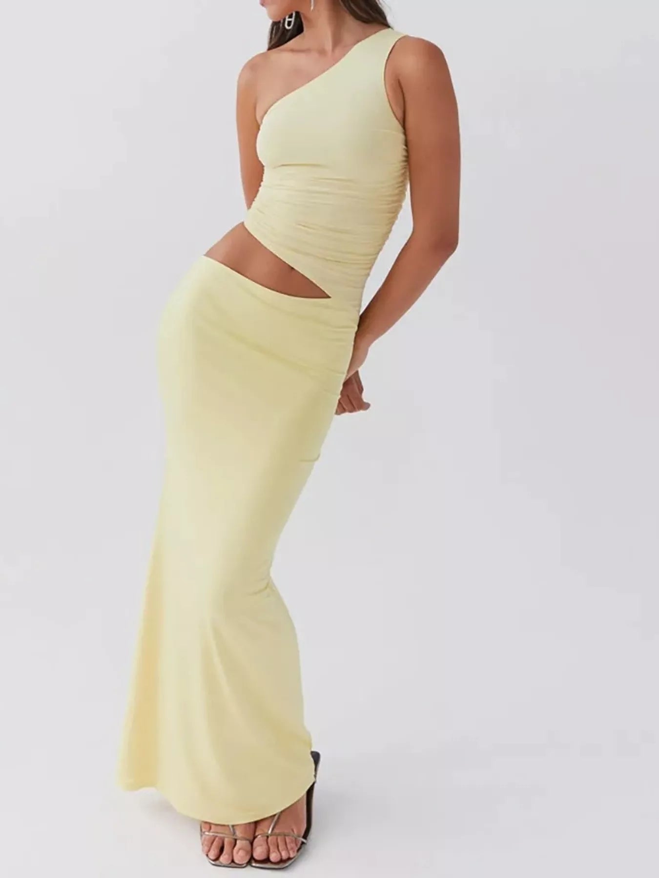 Full Size One-Shoulder Top and Maxi Skirt Set Plus Size