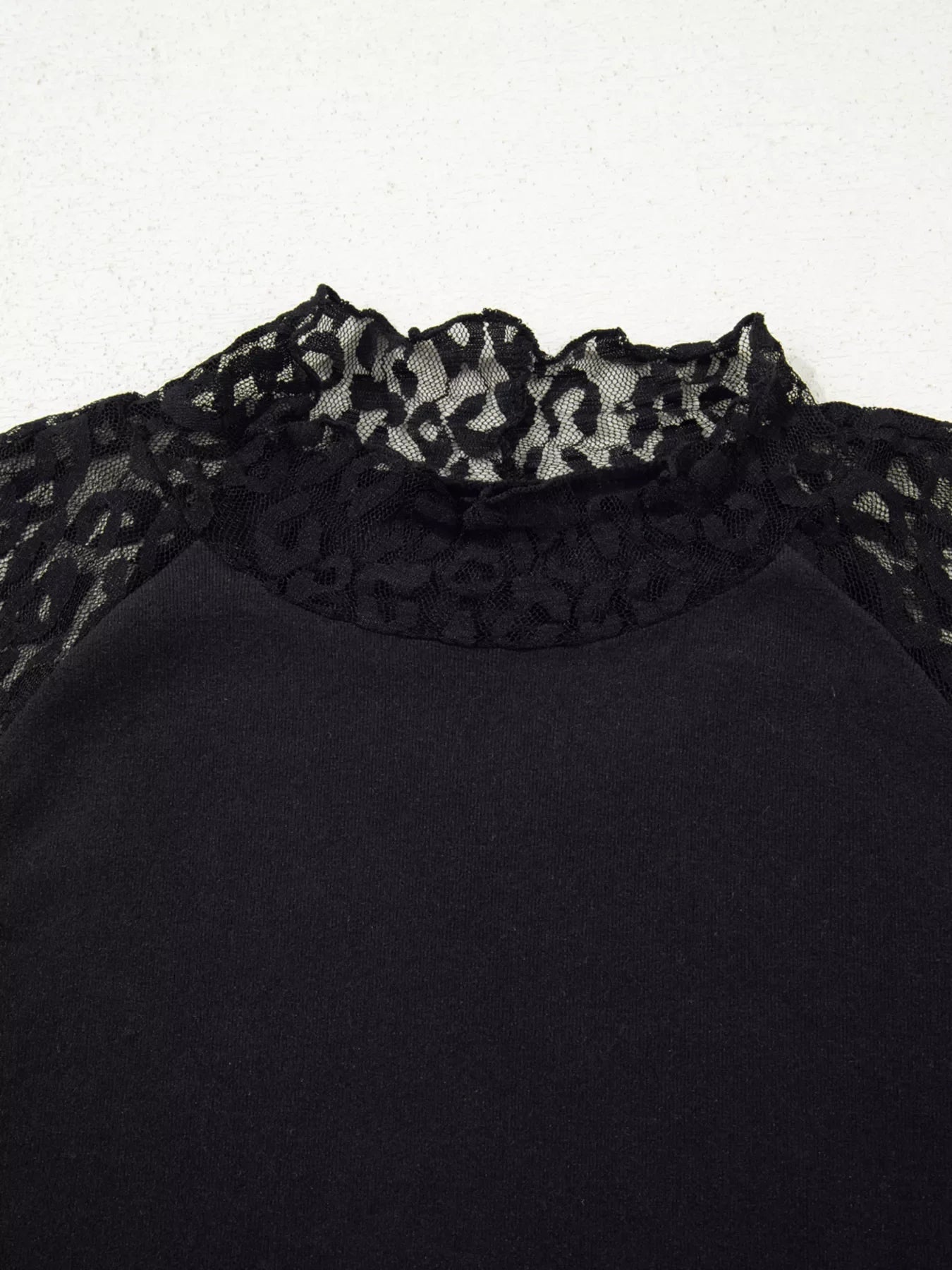 Leopard Mesh Patchwork Knit Long Sleeve Top