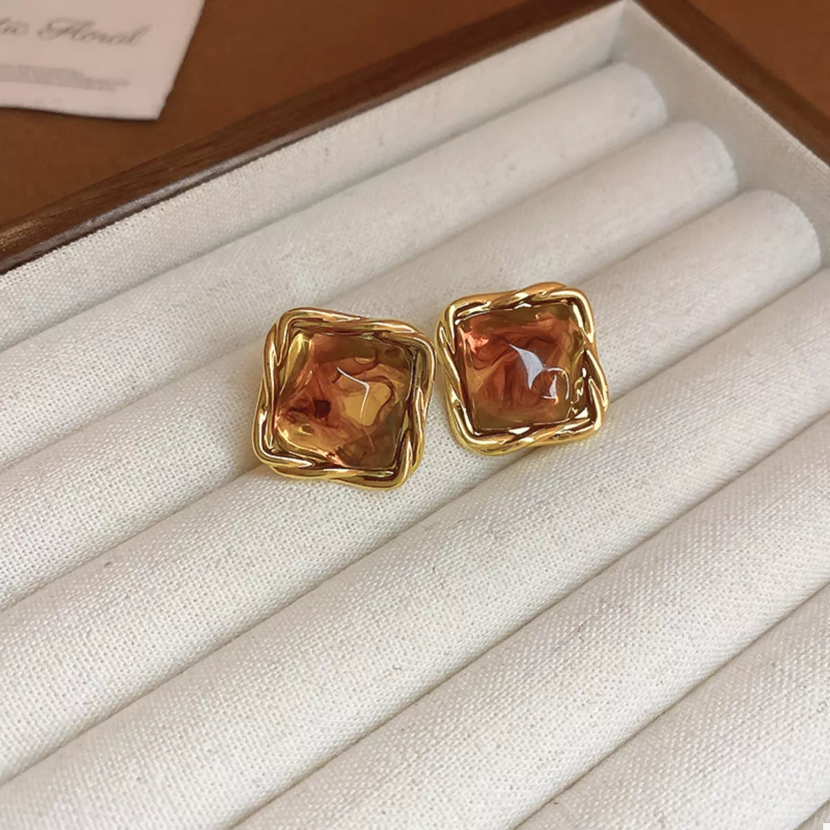 18K Gold-Plated Alloy Resin Geometric Earrings