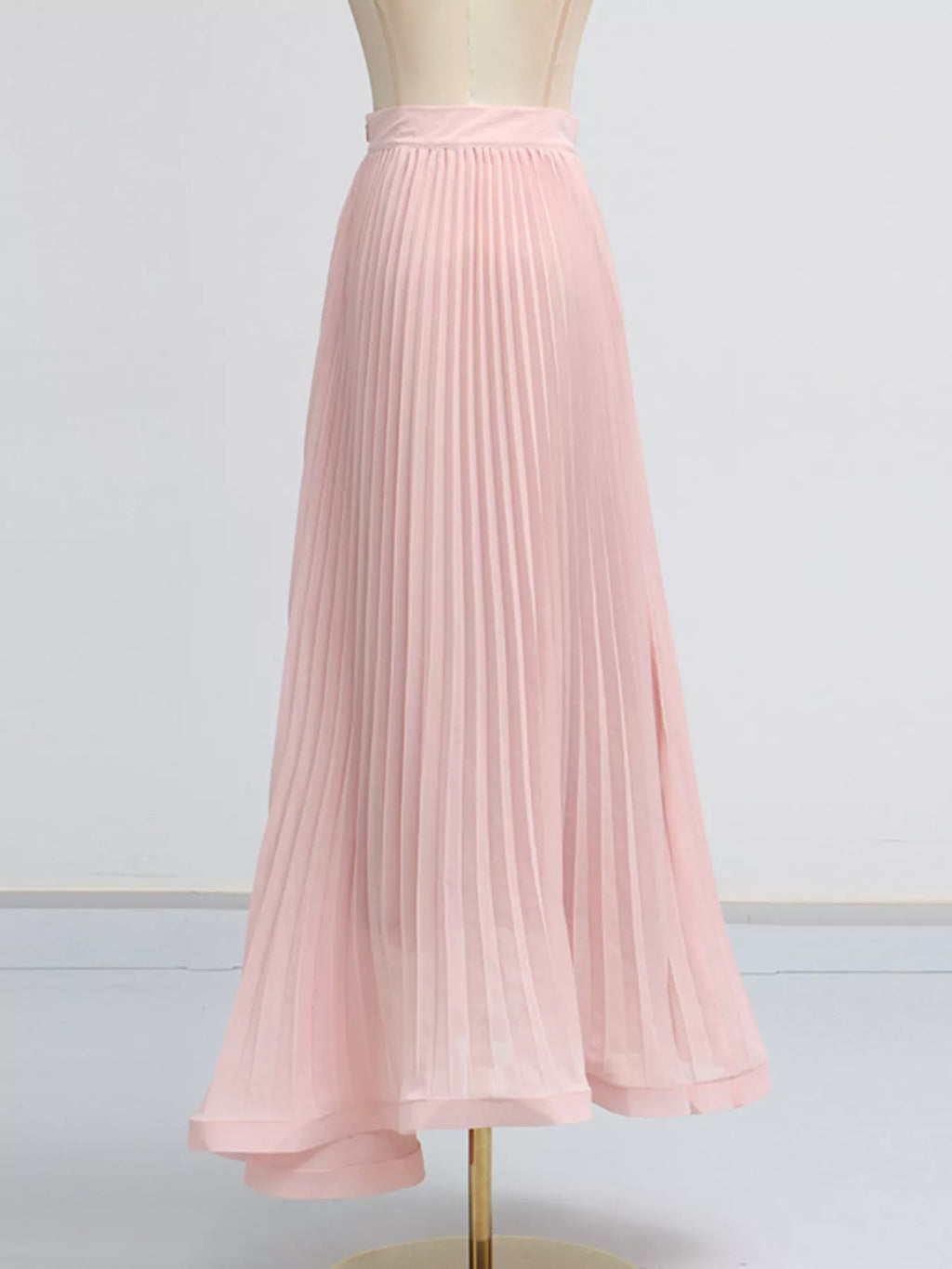 Frill Lapel Collar Top and Pleated Skirt Set