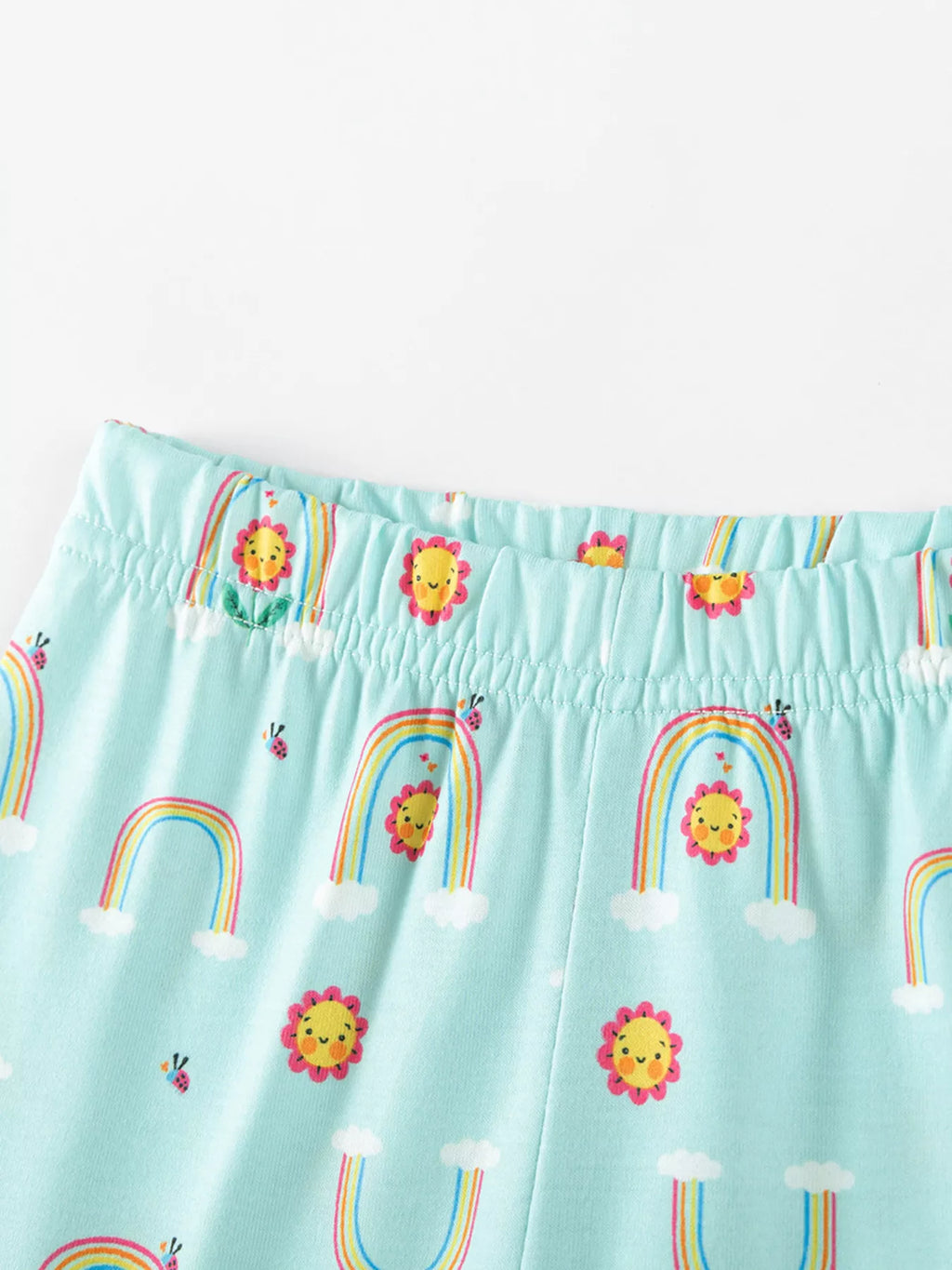 Children's Flower Appliqué Top & Rainbow Print Capri Set
