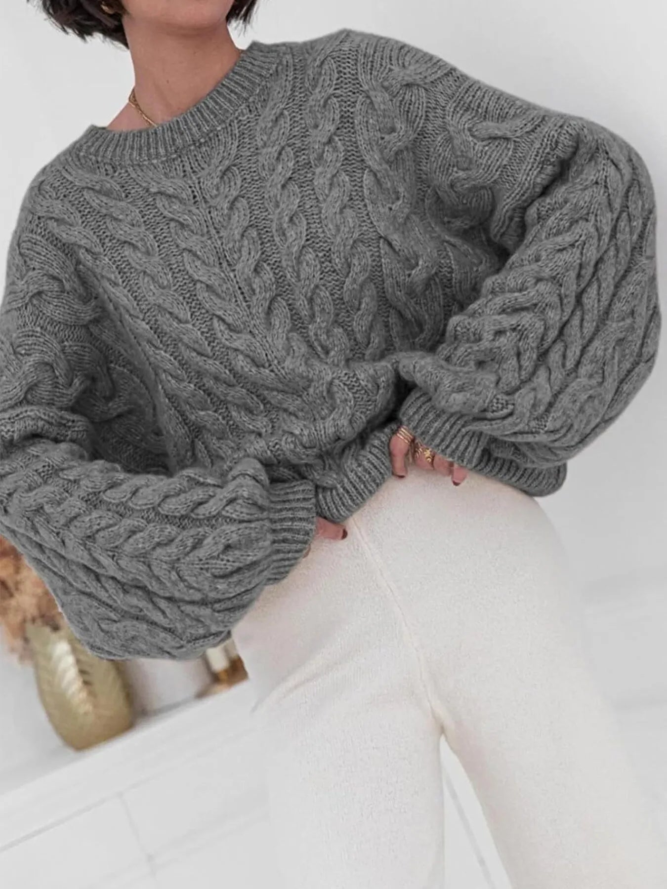 Cable Knit Long Sleeve Sweater