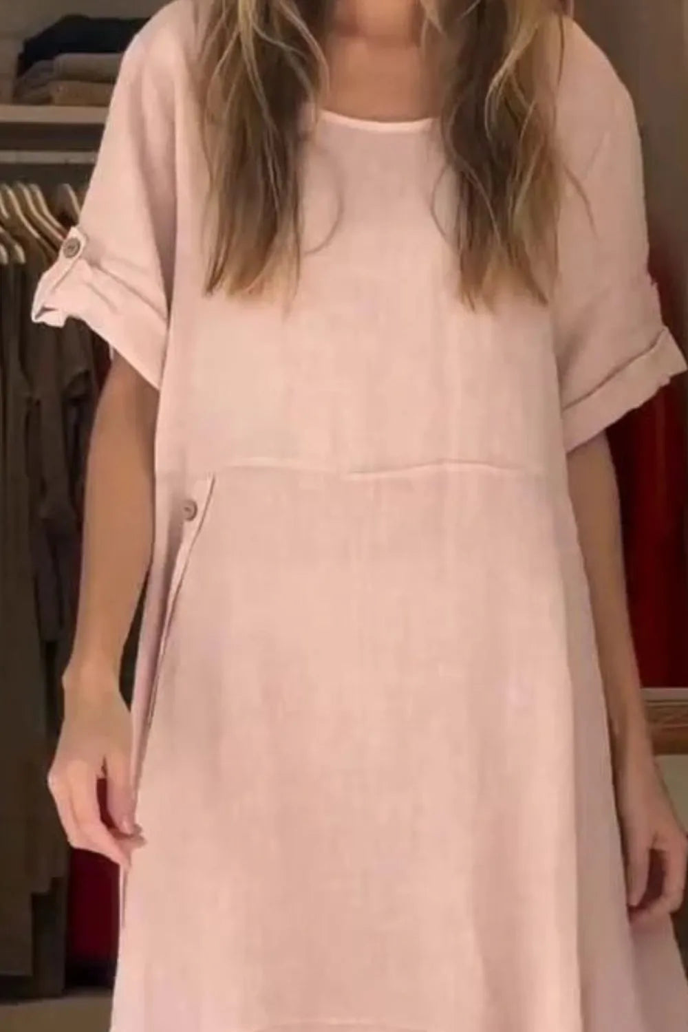 Full Size Relaxed Fit Short Sleeves Dress Plus Size