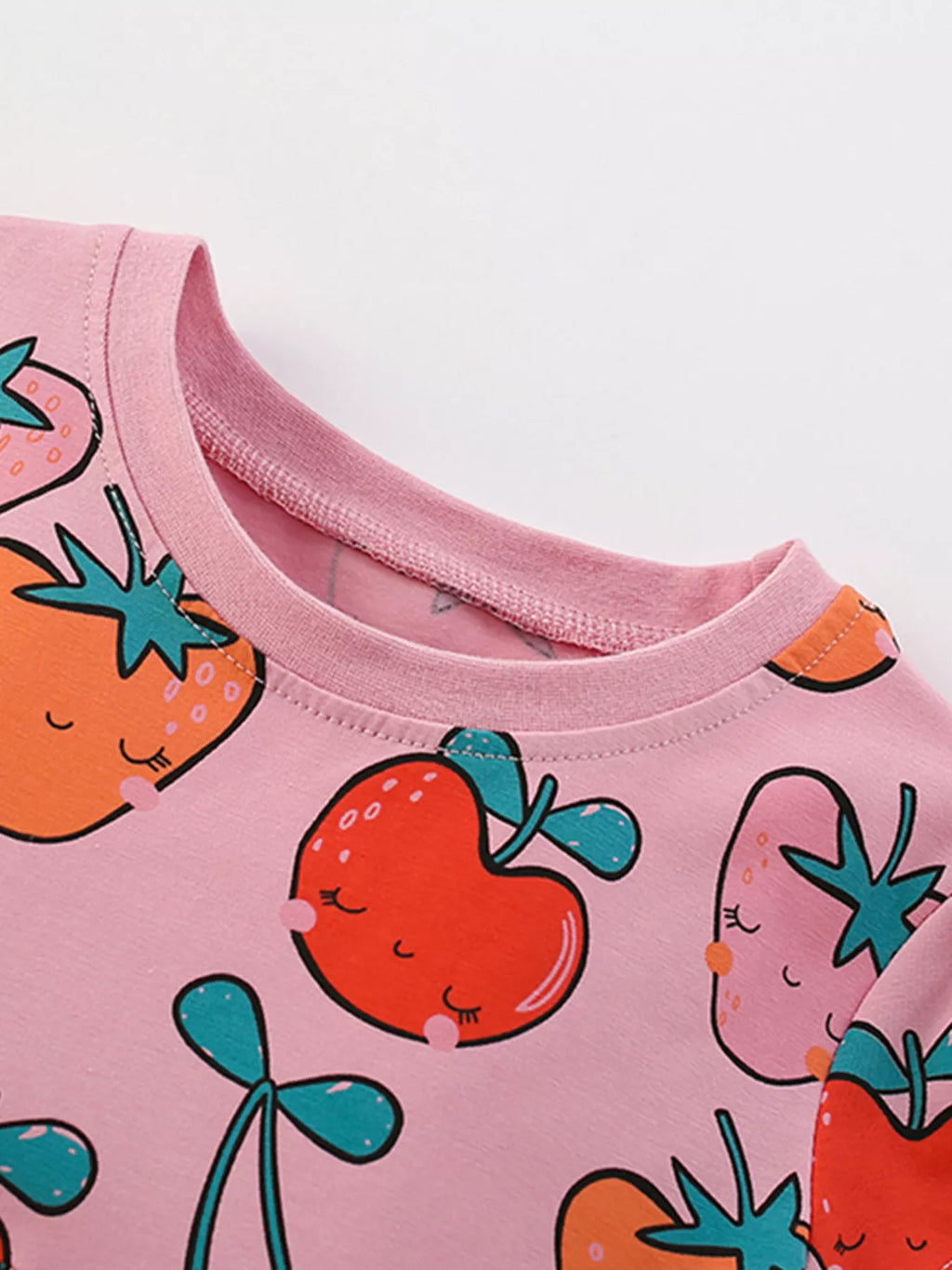 Children's Fruit Print Round Neck Casual Dress