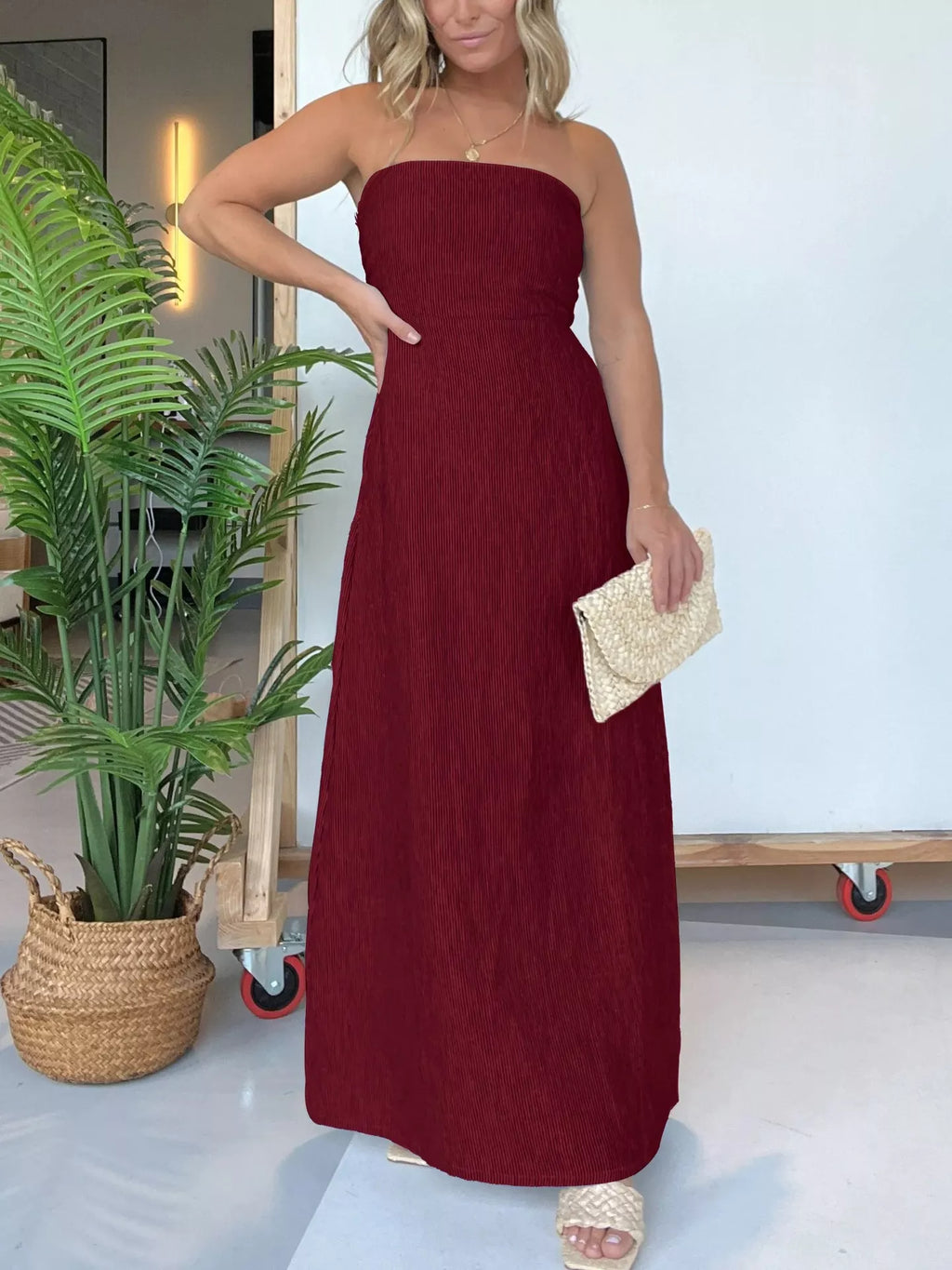 Full Size Strapless Casual Maxi Dress Plus Size