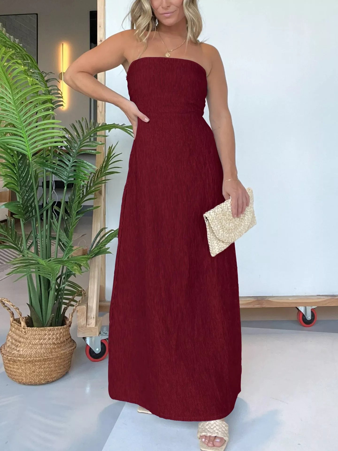 Full Size Strapless Casual Maxi Dress Plus Size