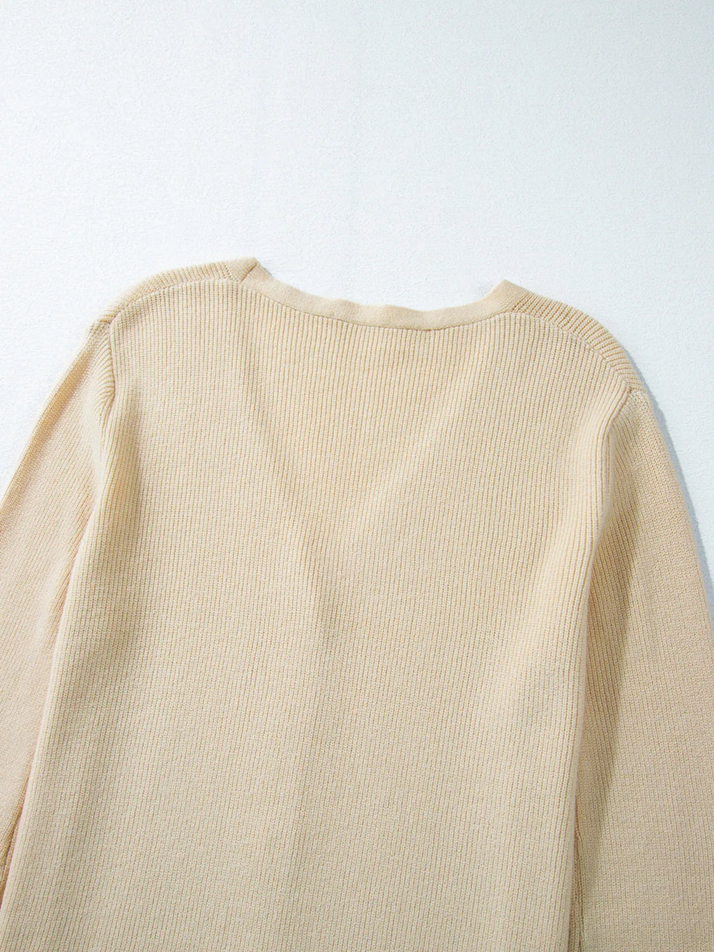 Ribbed Knit Button Front V Neck Cardigan