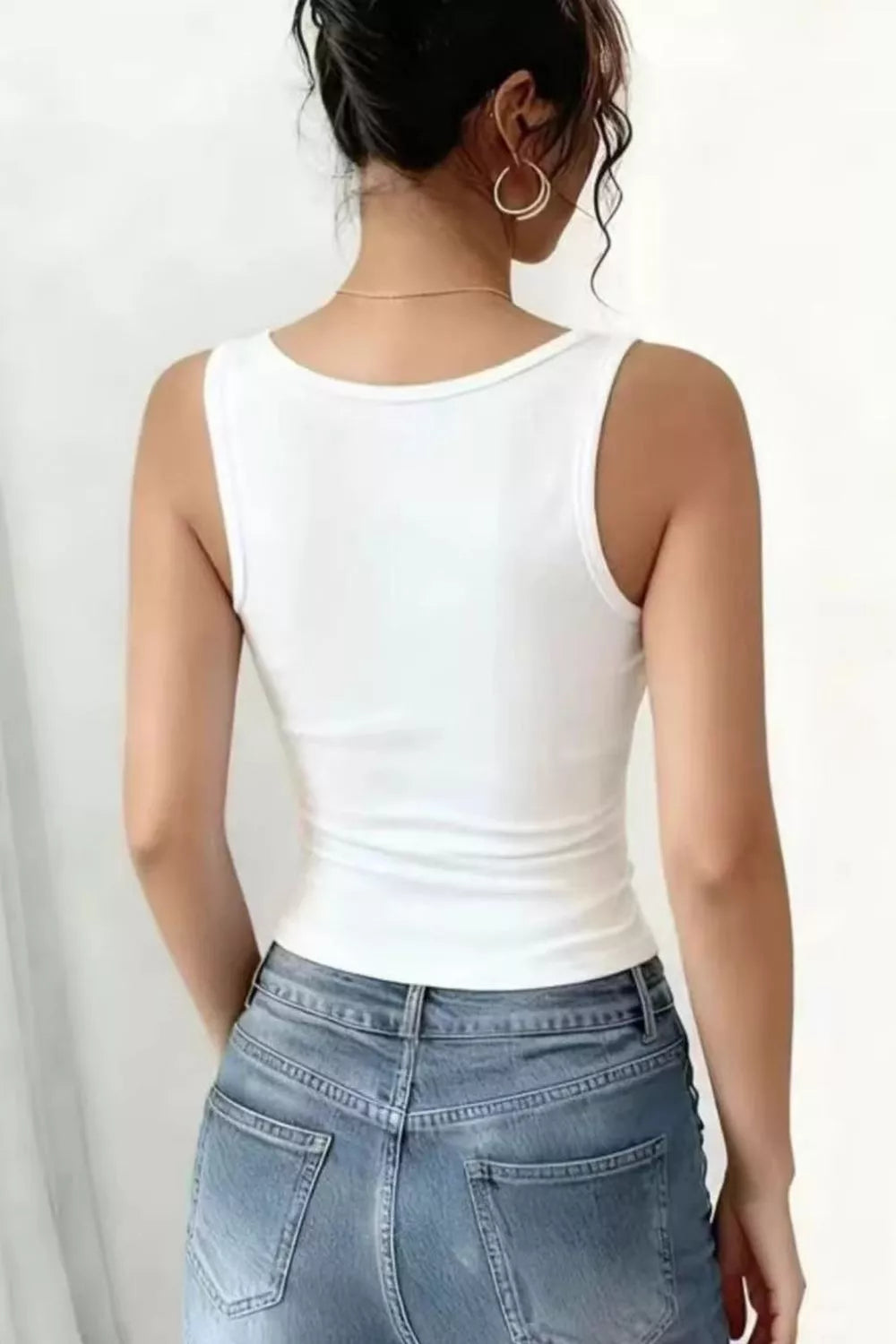 Lace Trim Fitted Tank Top