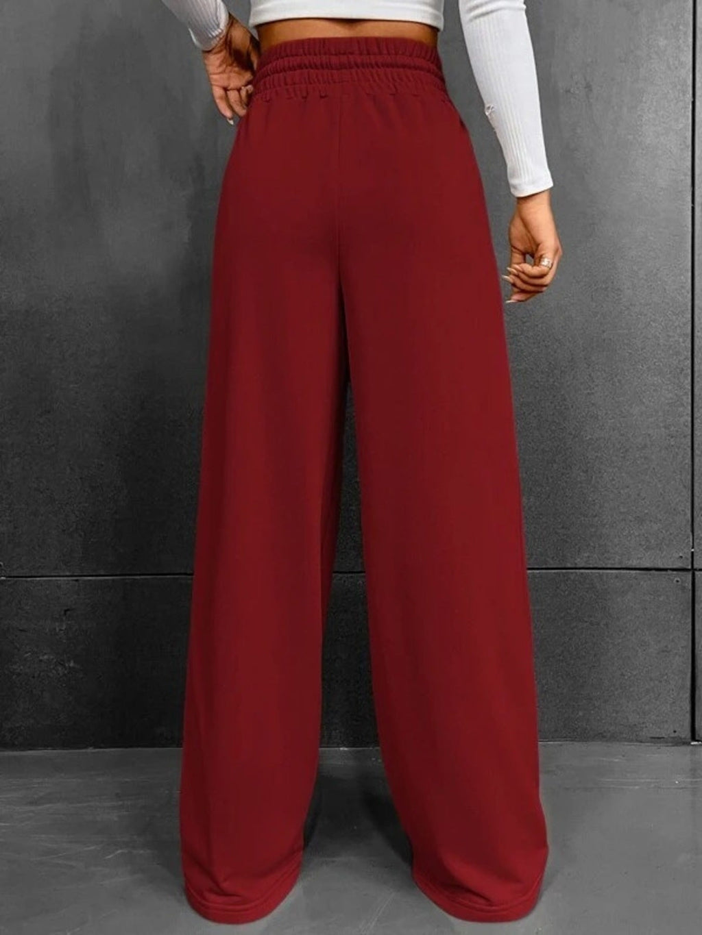 Wide Leg Drawstring Waist Pants