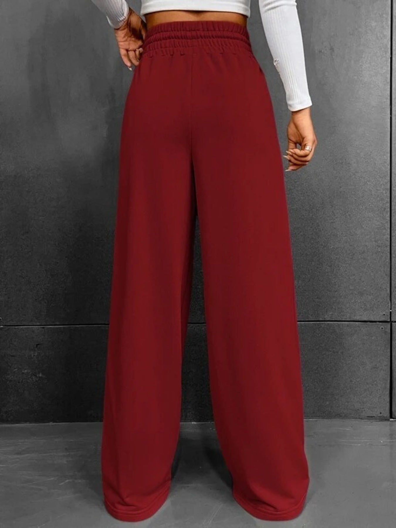 Wide Leg Drawstring Waist Pants