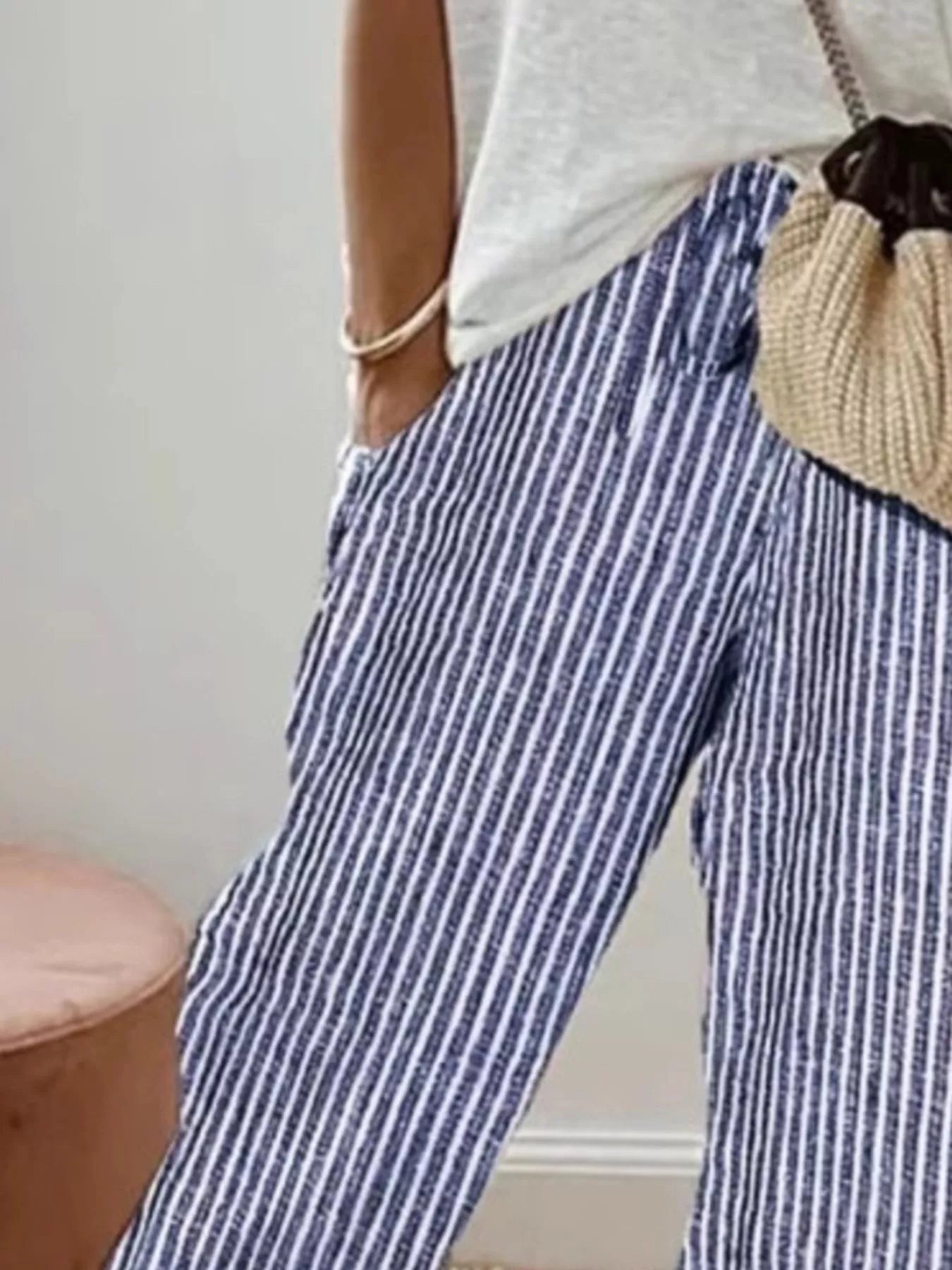 Striped Cropped Pants
