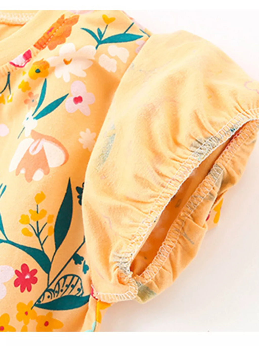 Children's Floral Print Ruffle Trim T-Shirt and Shorts Set