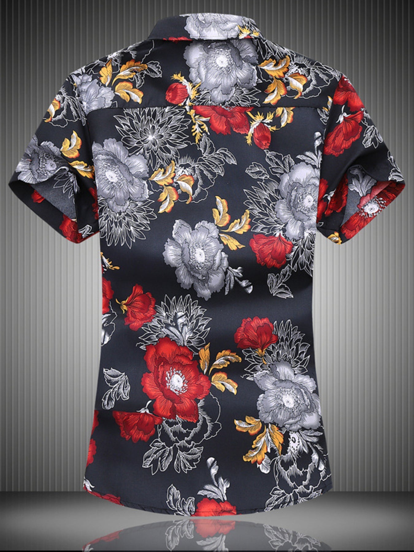Men's Plus Size Floral Print Short Sleeve Casual Shirt
