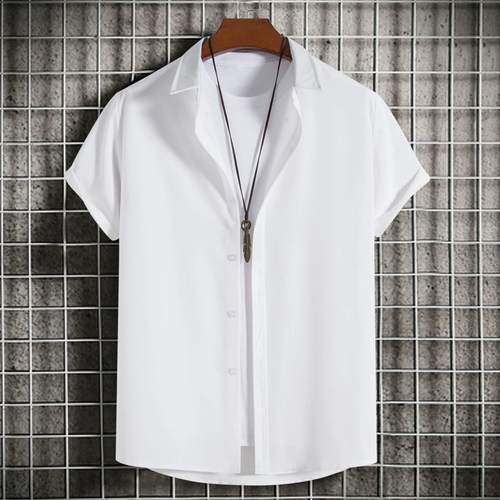 Men's Plus Size Casual Short Sleeve Button Down Shirt