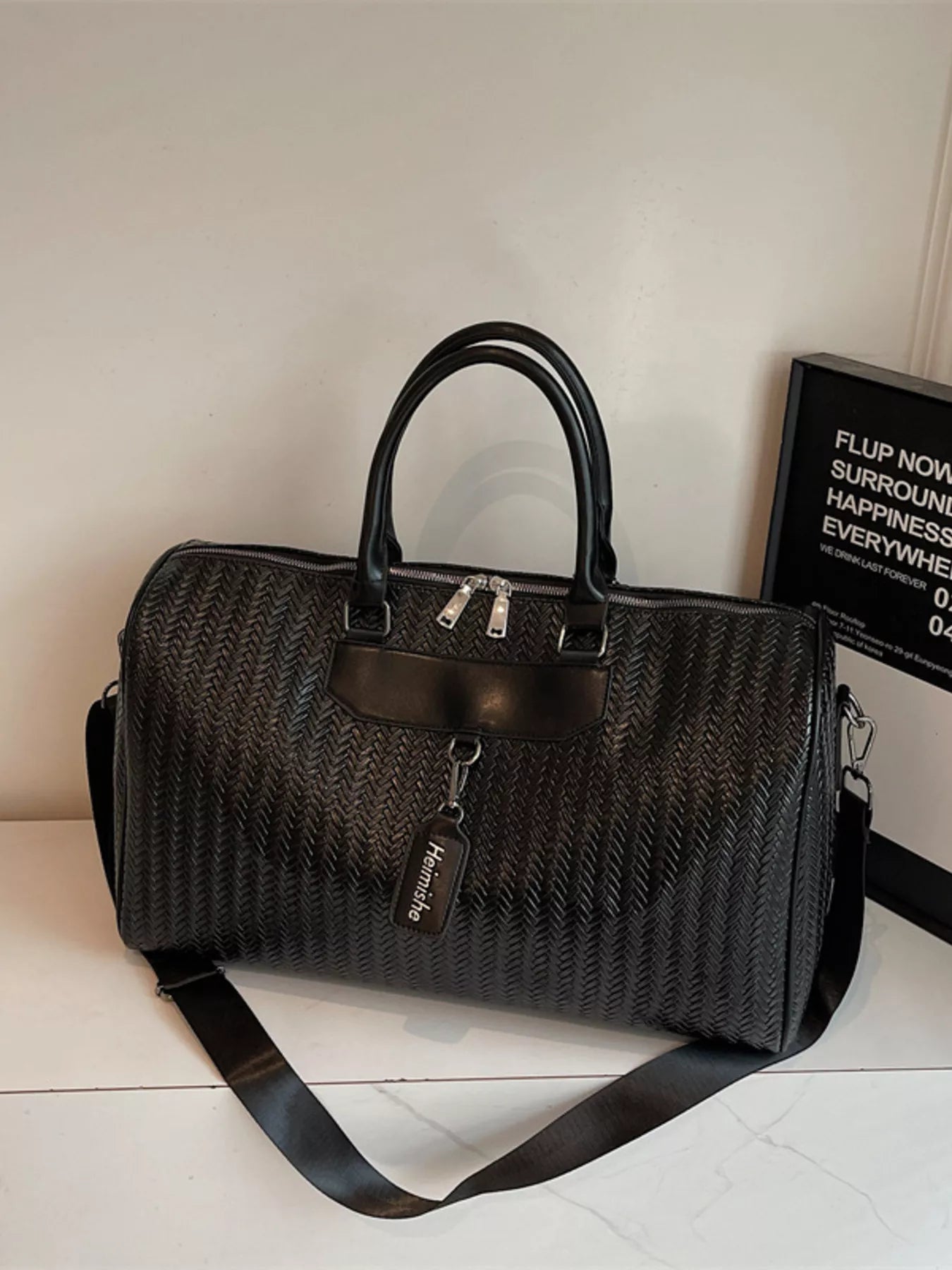 Textured Leather Travel Bag