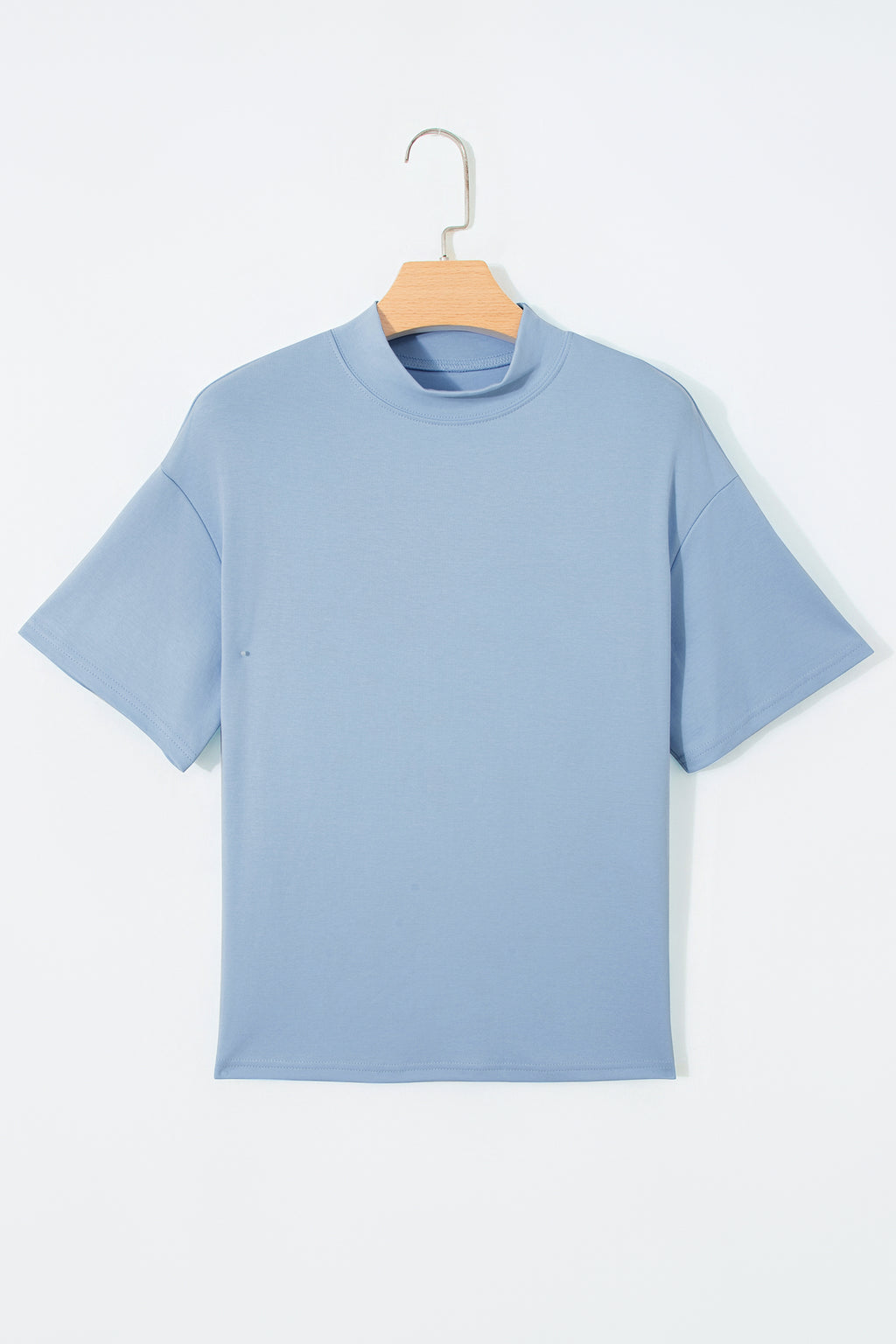 Dark Blue Solid Color High Neck Oversize Tee