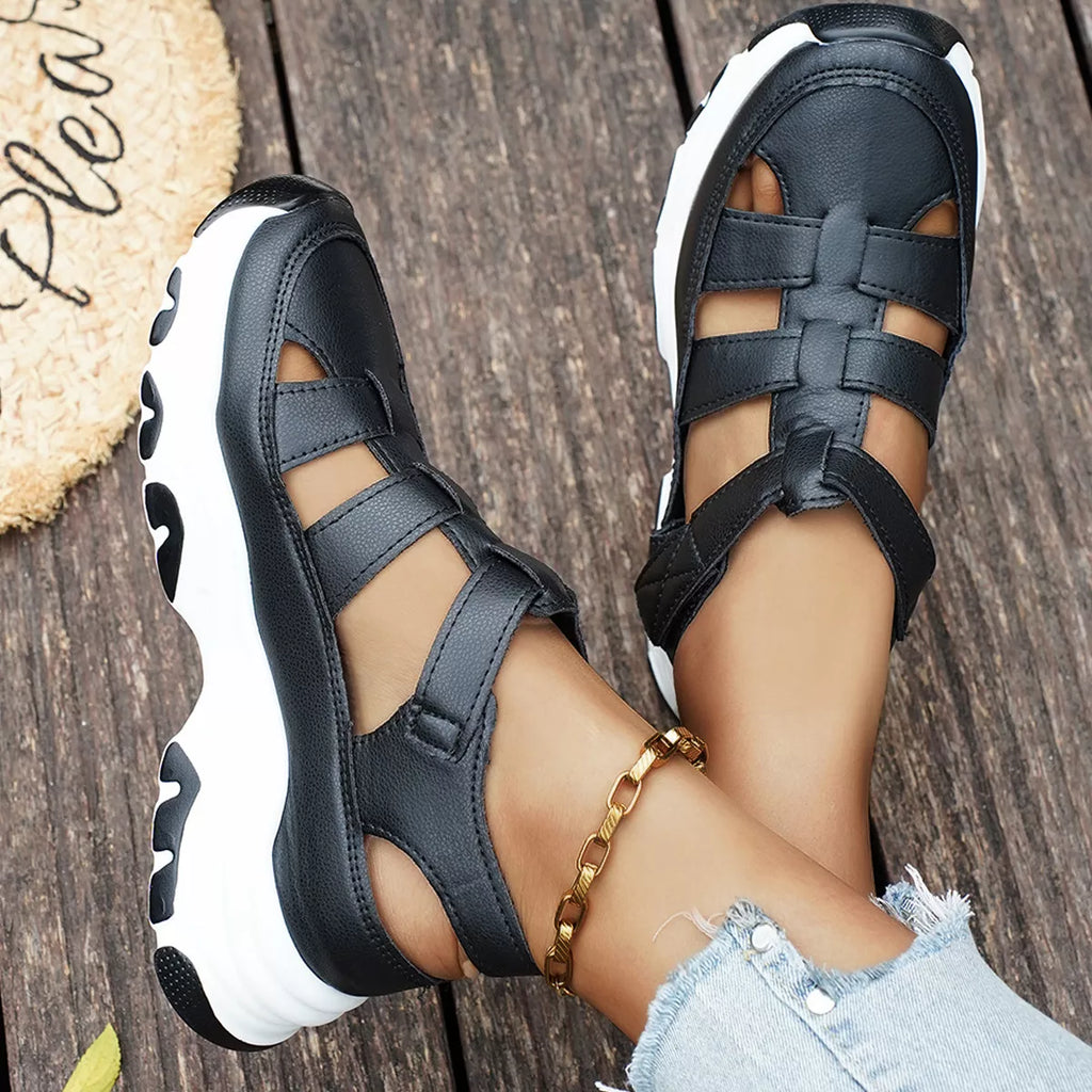 Cutout Round Toe Platform Sandals