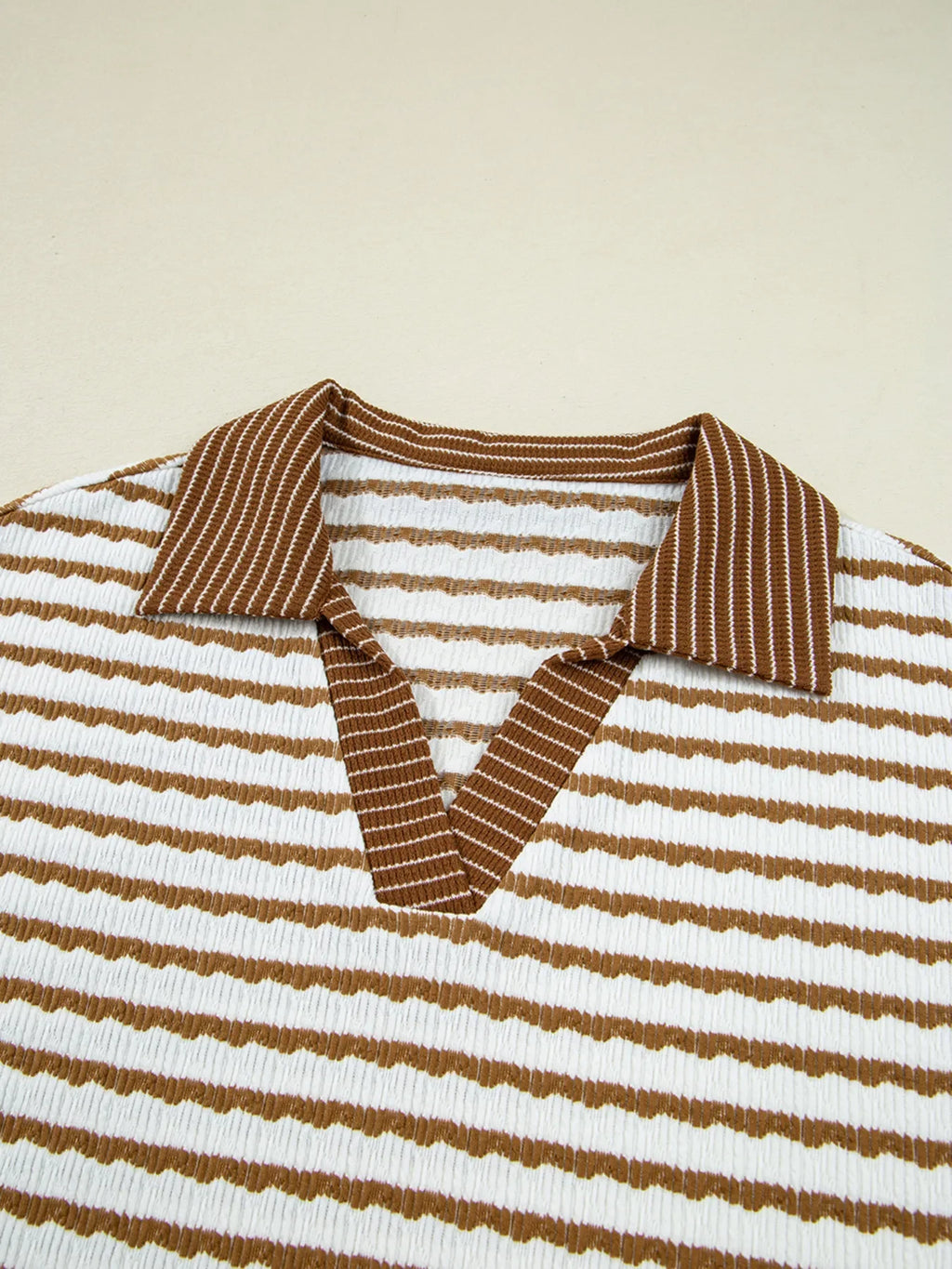 Stripe Collared Top and Drawstring Pant Set