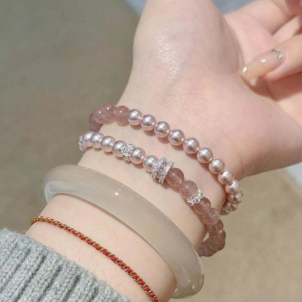 Pearl Beaded Bracelet 2 Piece Set