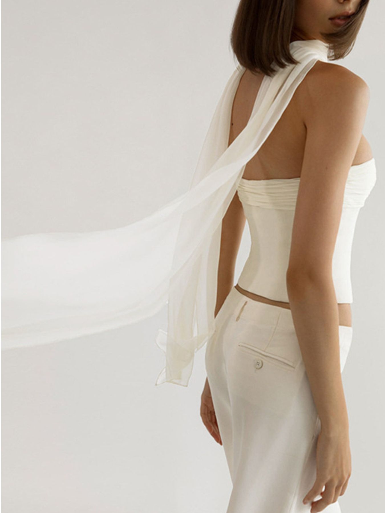 Ruched Tube Top with Scarf
