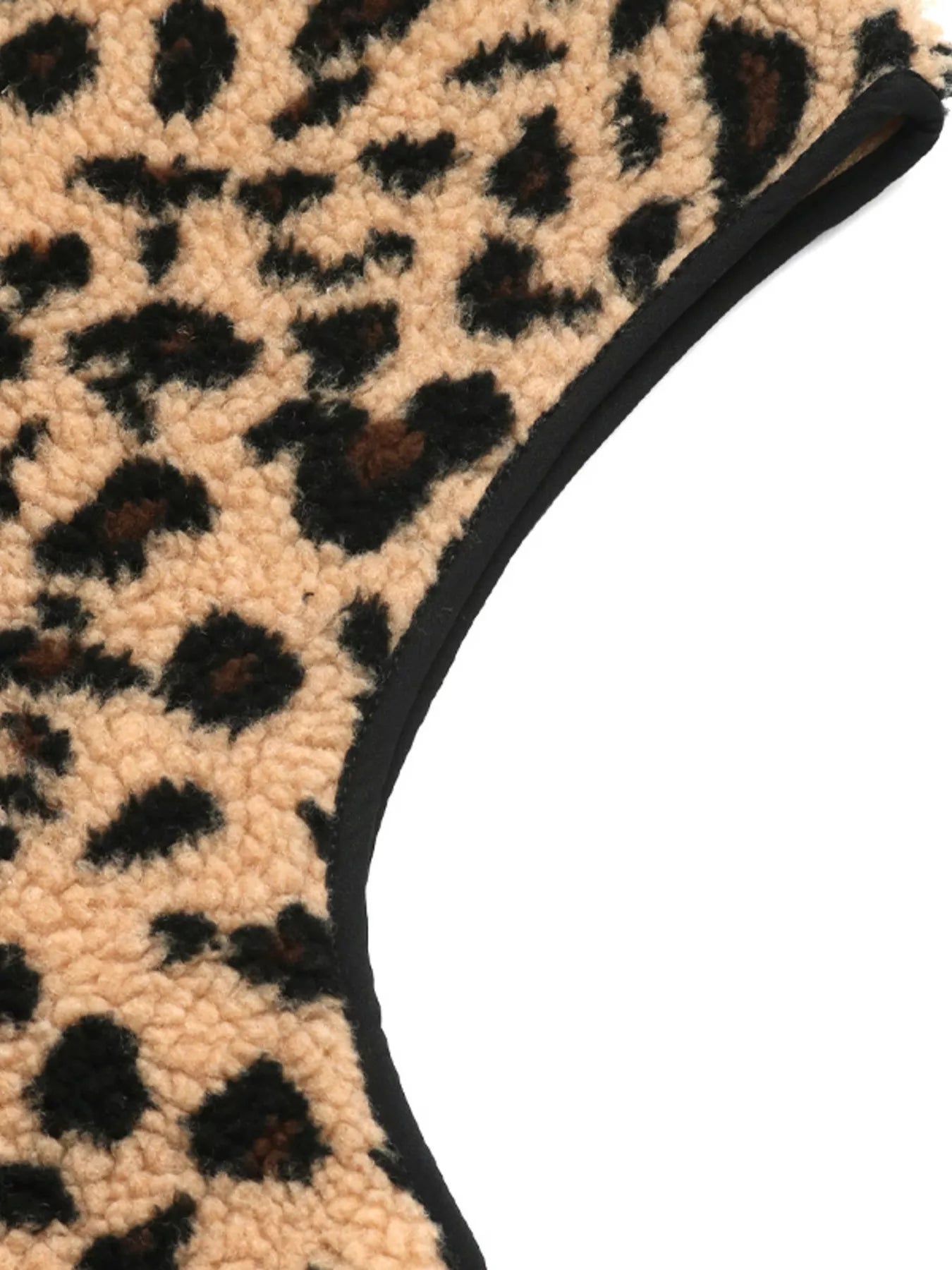 Leopard Fleece Vest Coat with Pockets