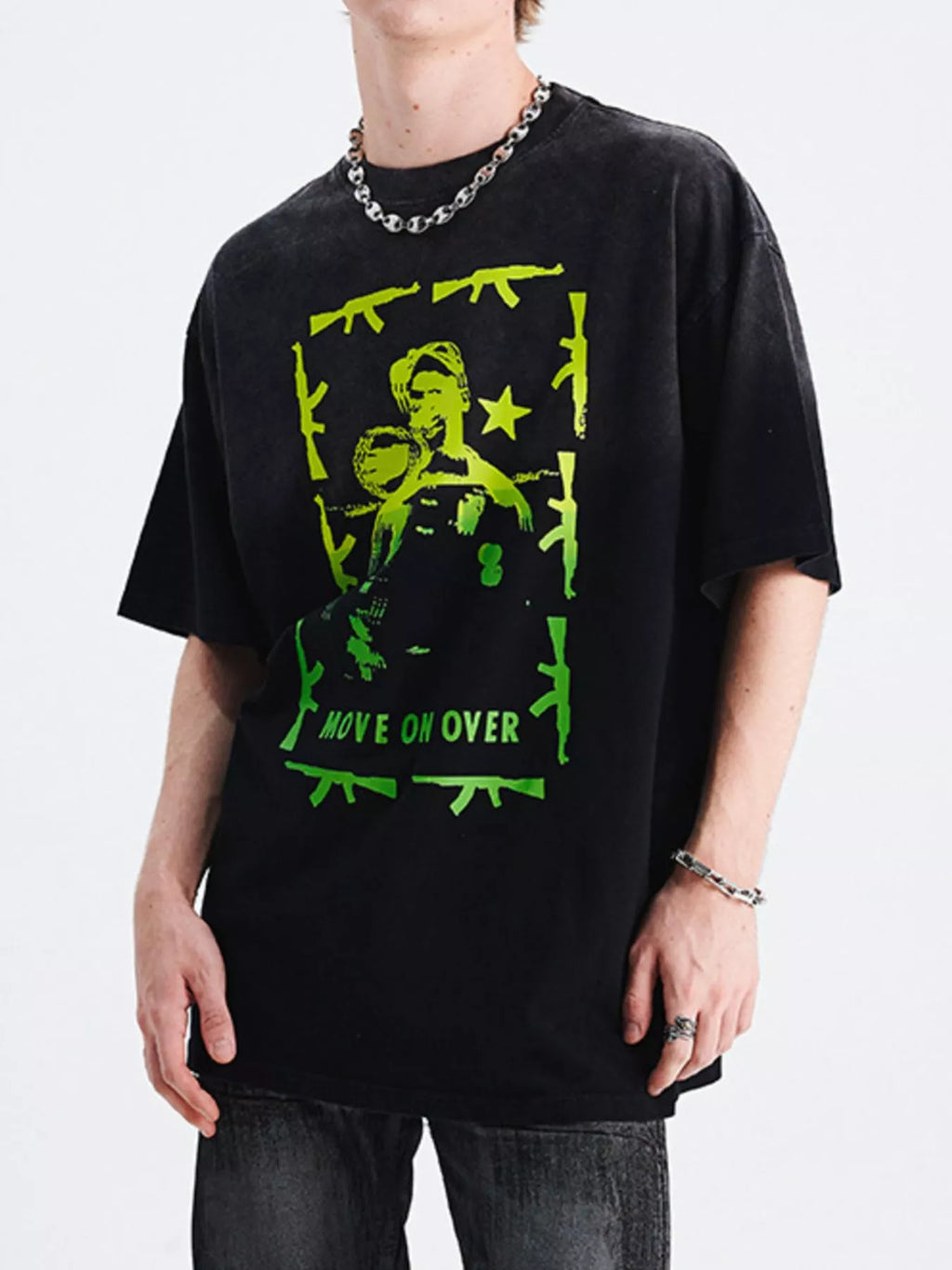 Men's Graphic Round Neck Oversized T-Shirt