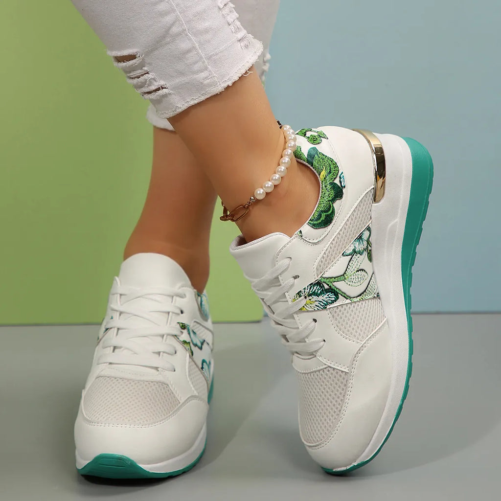 Floral Mesh Wedge Athletic