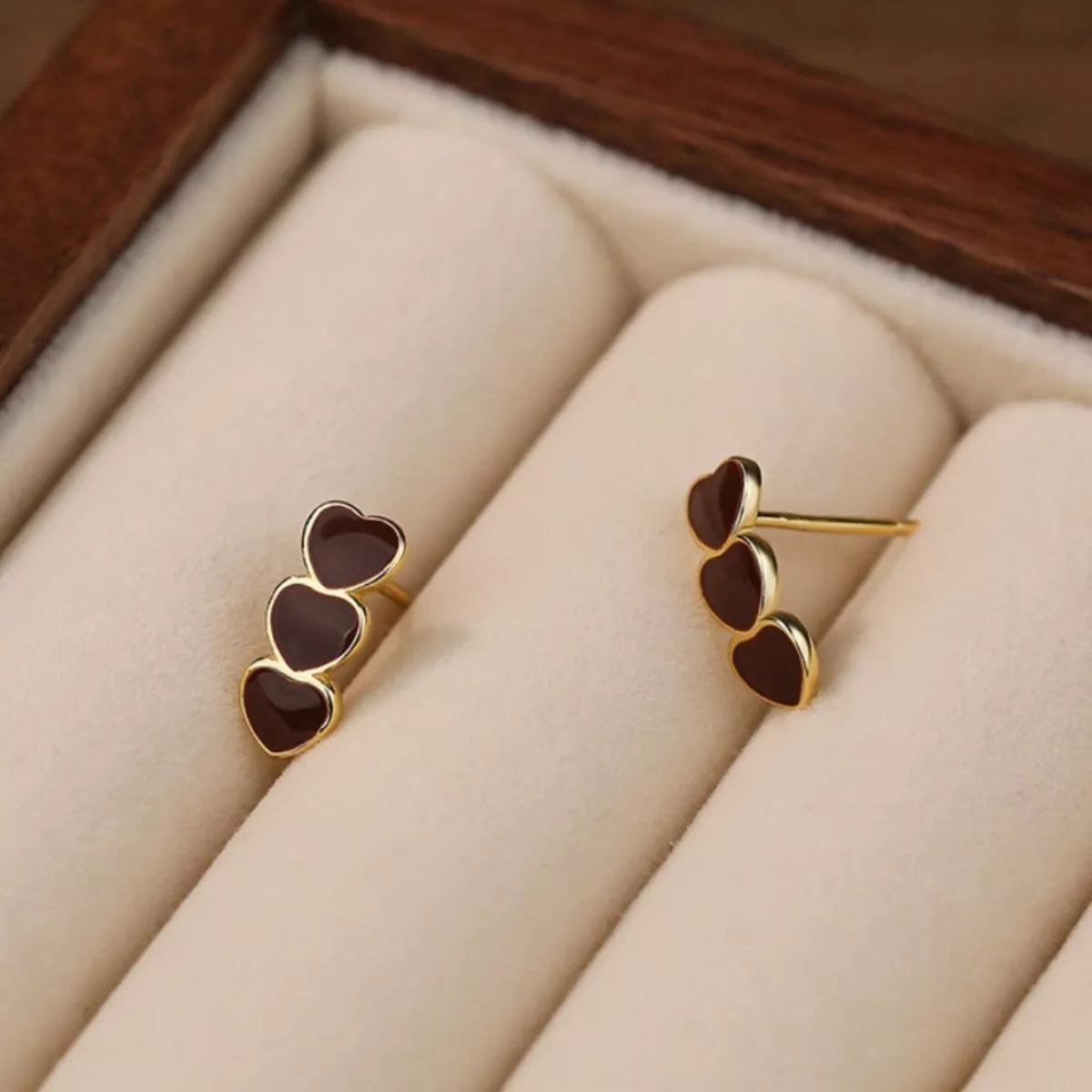 Triple Heart Stud Earrings