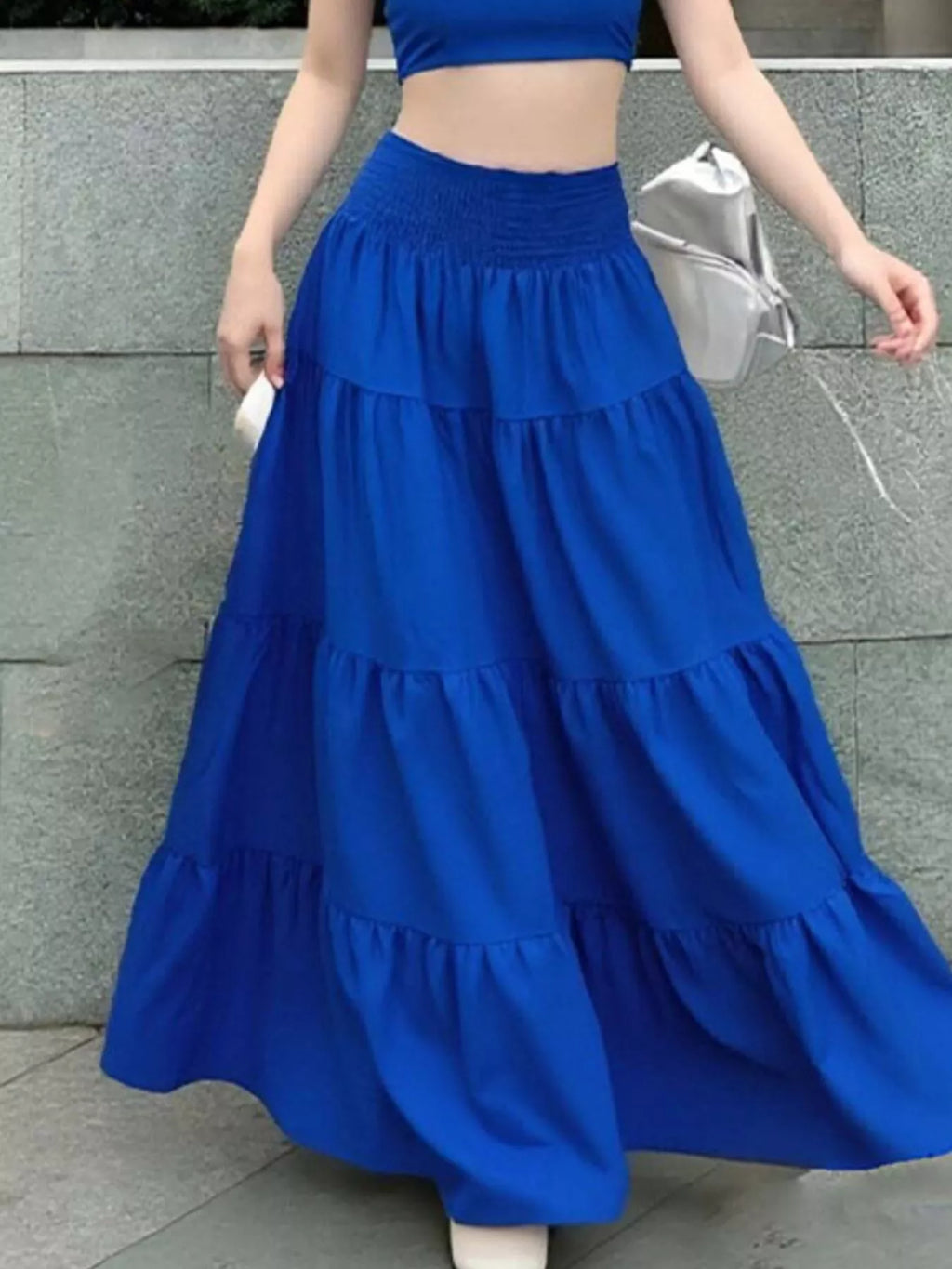 Crop Top and Tiered Maxi Skirt Set