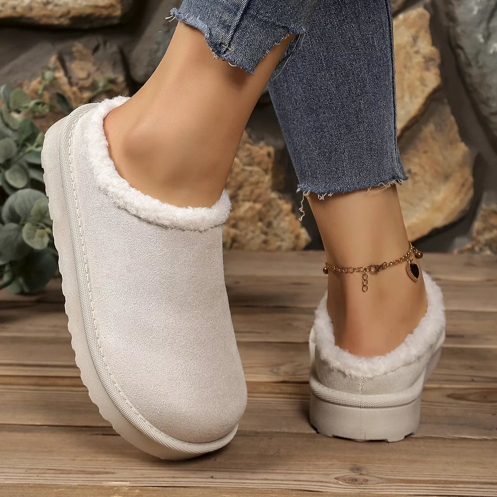Plush Lined Round Toe Slippers
