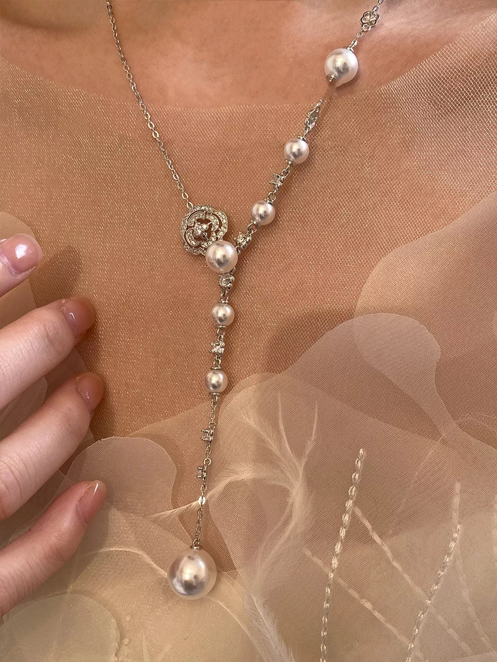 Pearl Flower Y-Necklace