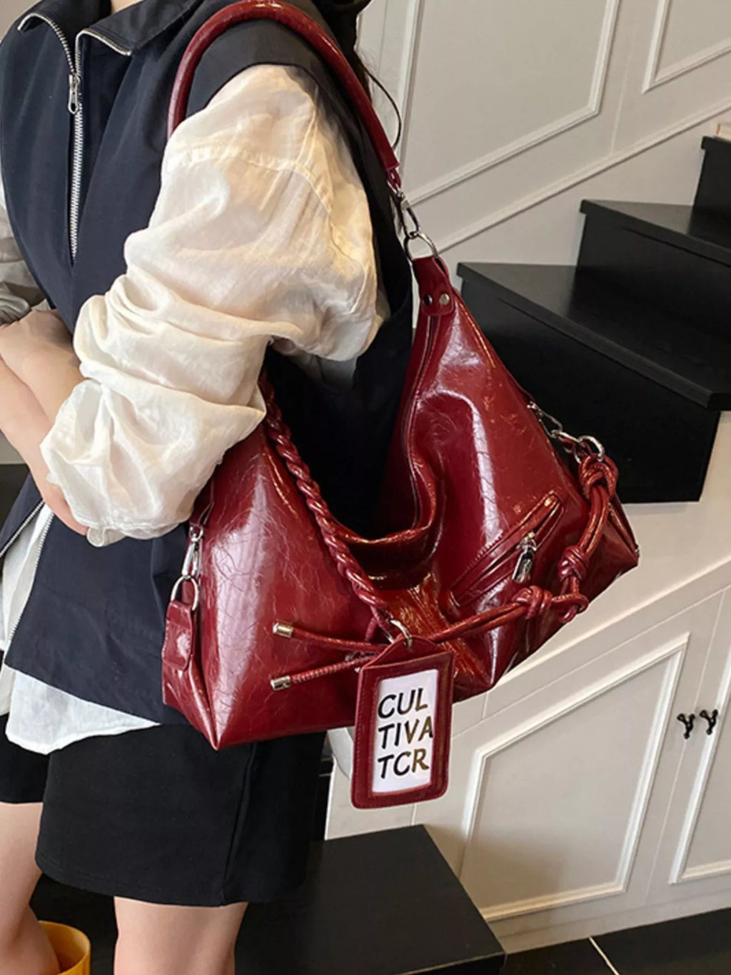 Vintage Braided Strap Shoulder Bag