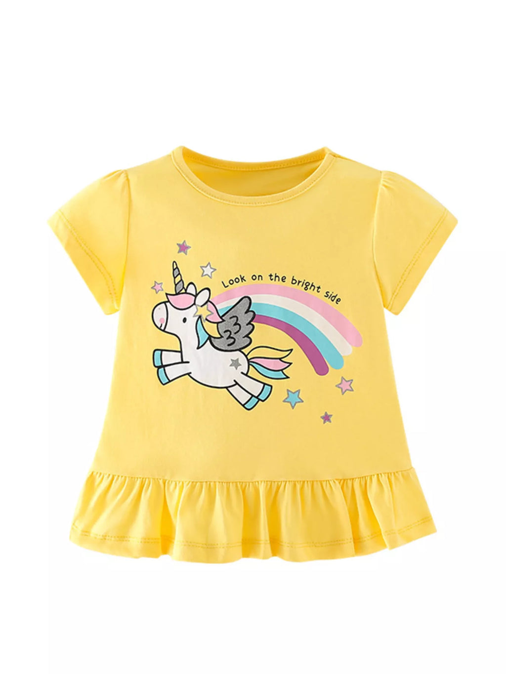 Children's Unicorn Graphic Ruffle Hem T-Shirt