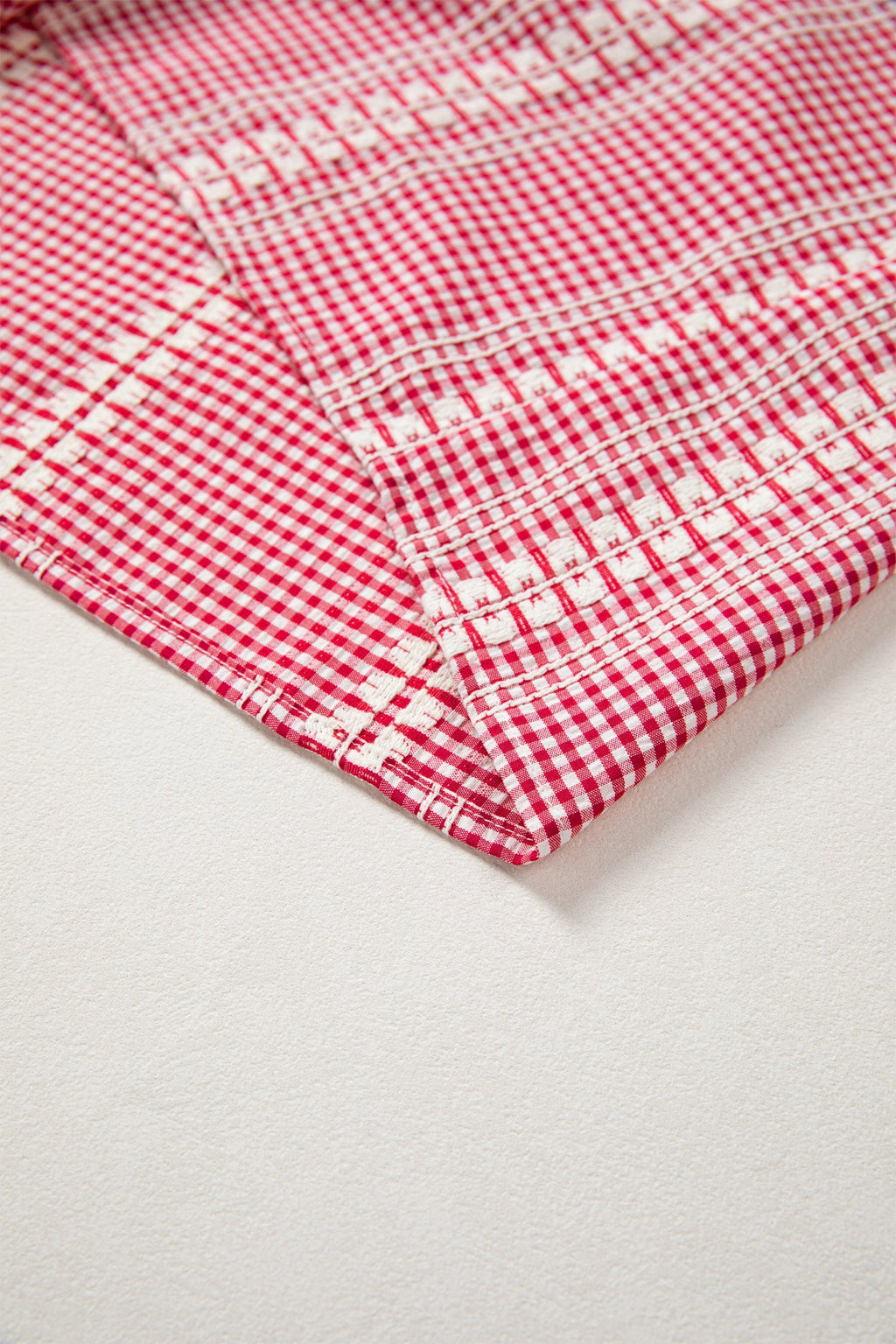 Western Pony Embroidered Gingham Puff Sleeve Blouse