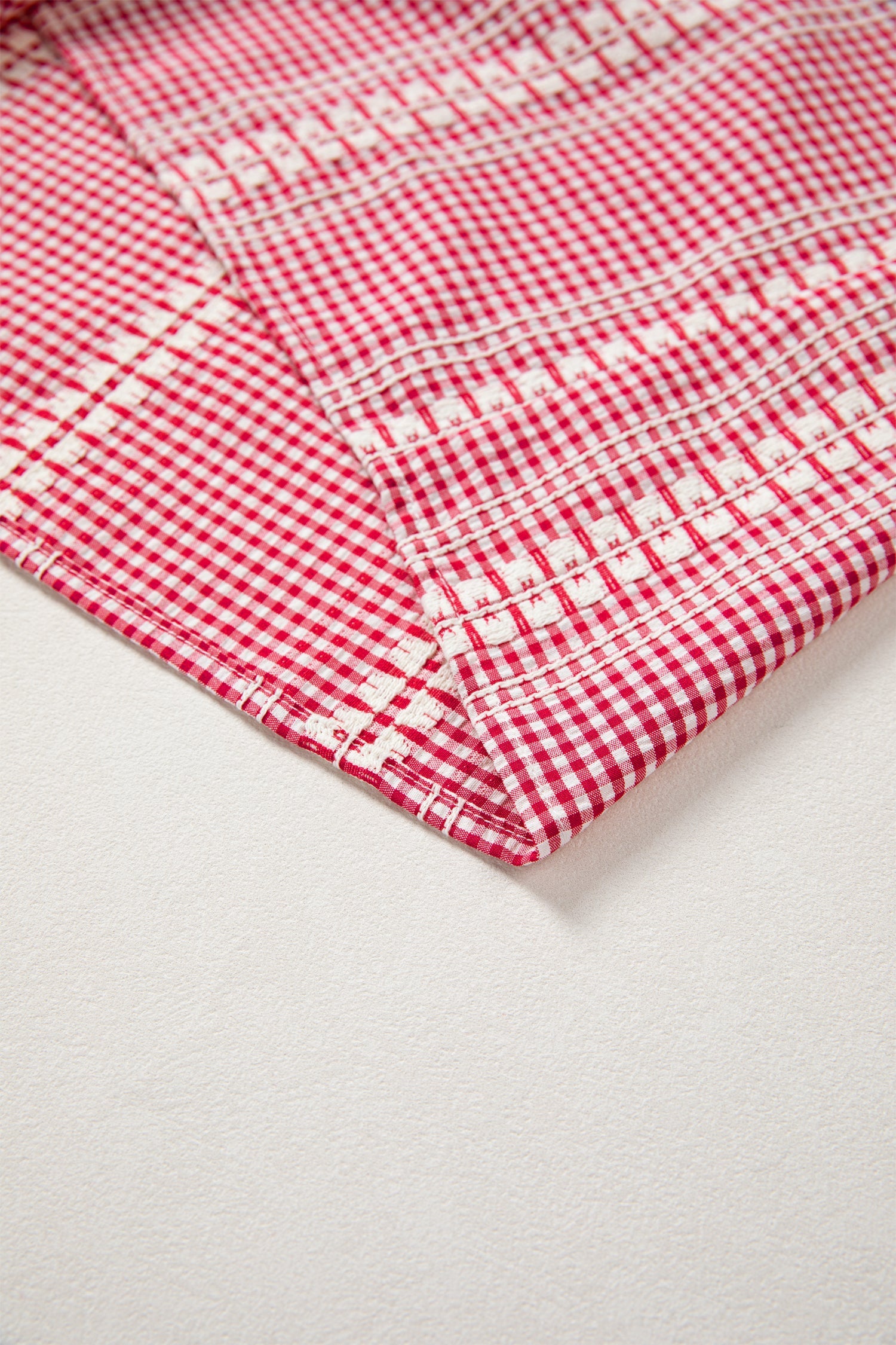 Western Pony Embroidered Gingham Puff Sleeve Blouse