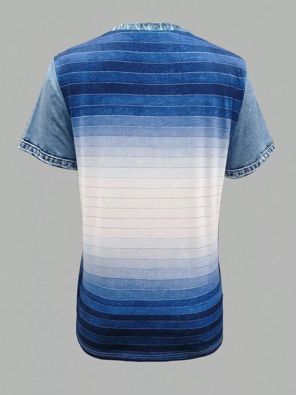 Denim Patchwork Short Sleeve Blouse