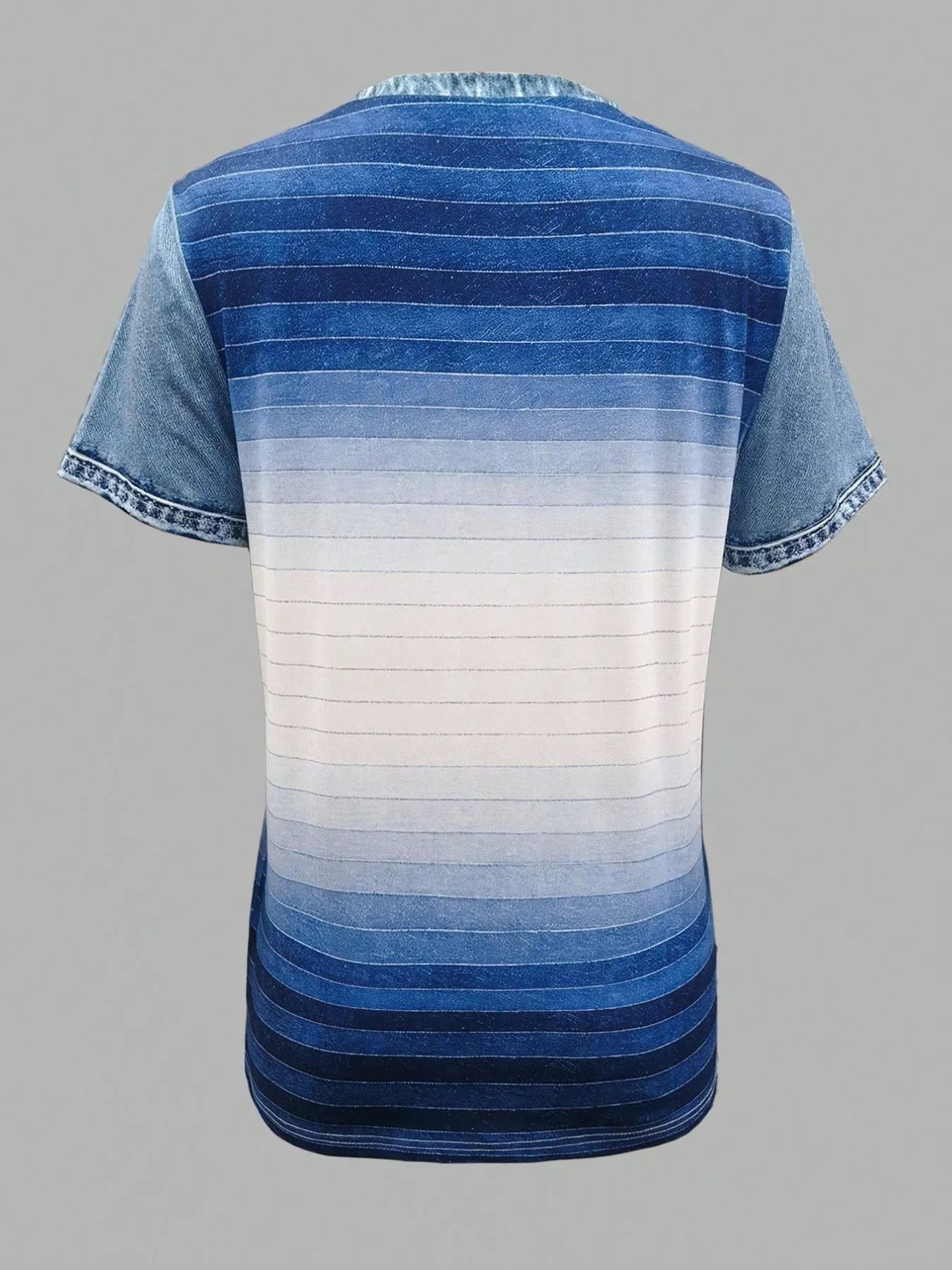 Denim Patchwork Short Sleeve Blouse