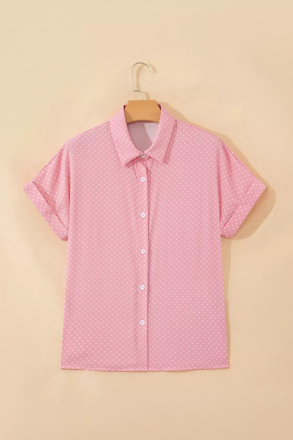 Casual Polka Dot Print Button Down Shirt